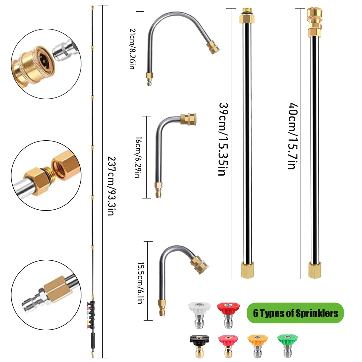 High Pressure Washer Extension Wand Set With Quick Connect Nozzle Tips
