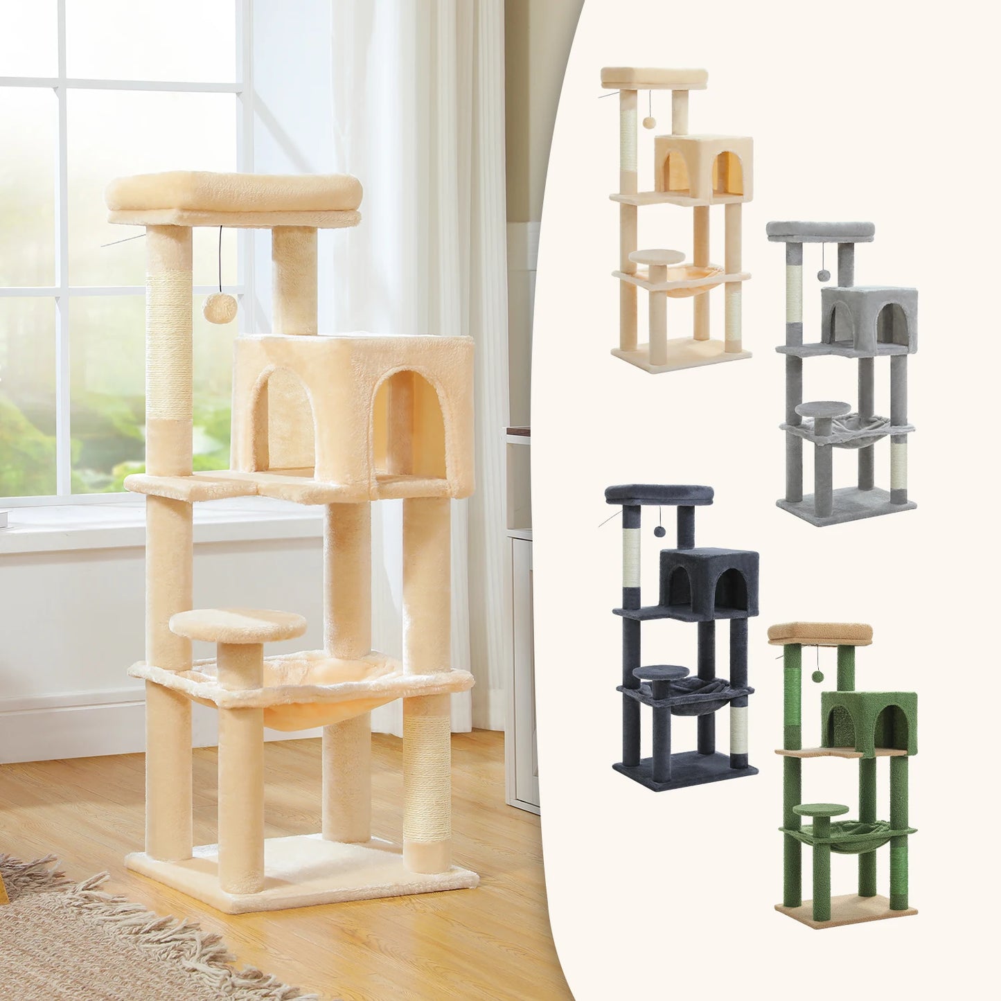 PEQULTICN Multi Level Cat Tree Tower With Condo And Hammock