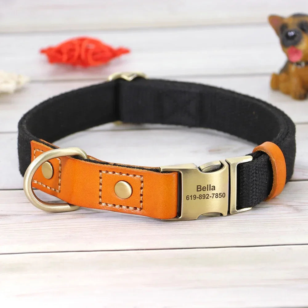 Pet Artist Personalized Nylon Dog Collar Leash Set Engraving