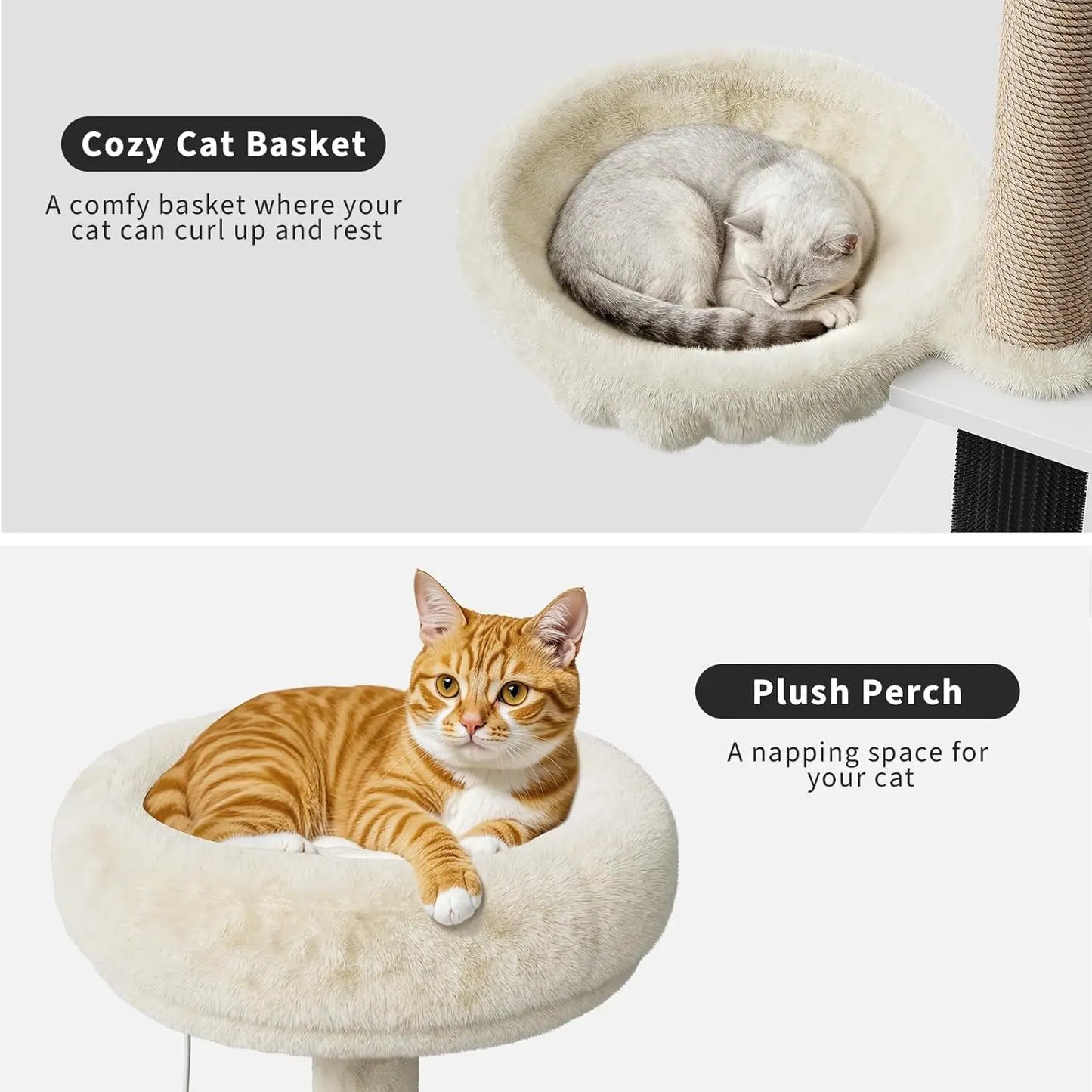 HiMISSCN Litter Box Enclosure Cat Tree 2 In 1 Hideaway