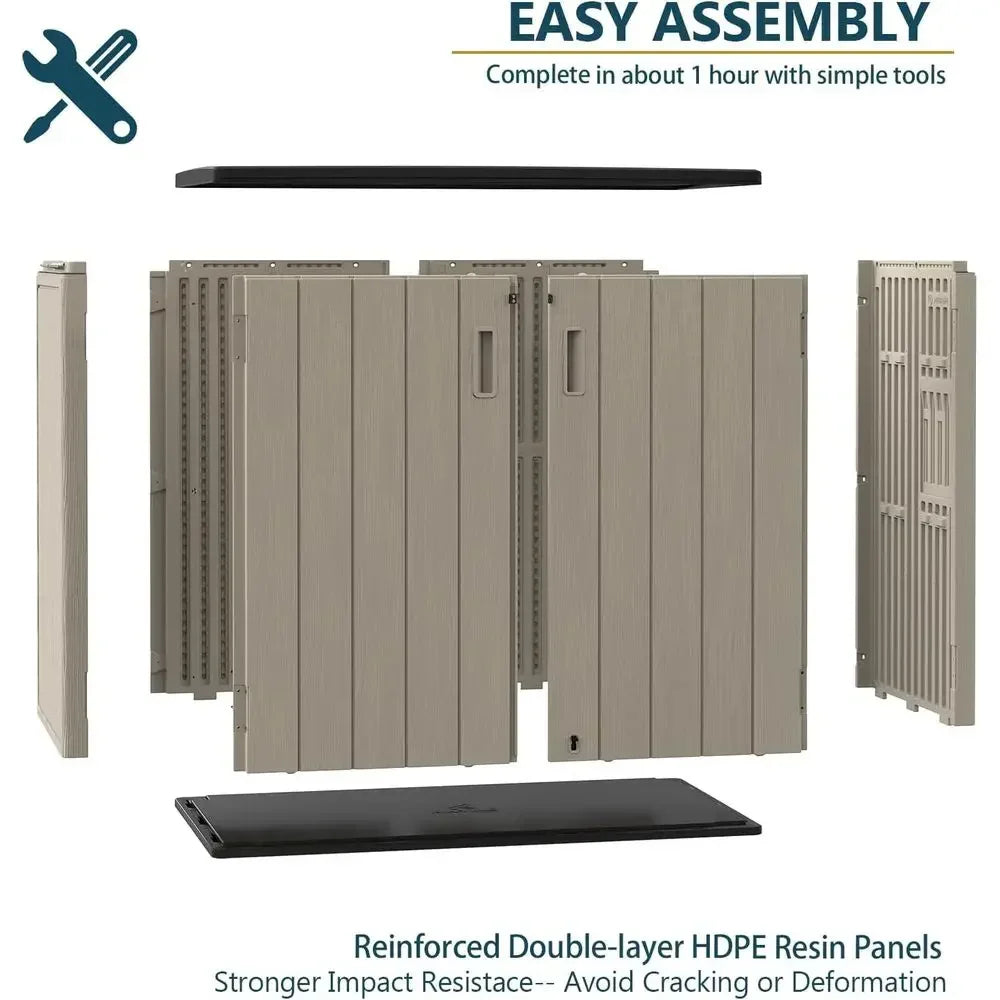 All Weather Outdoor Storage Shed Resin And Metal Construction