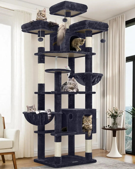 Double Tier Cat Tree Tower for Multiple Adult Cats