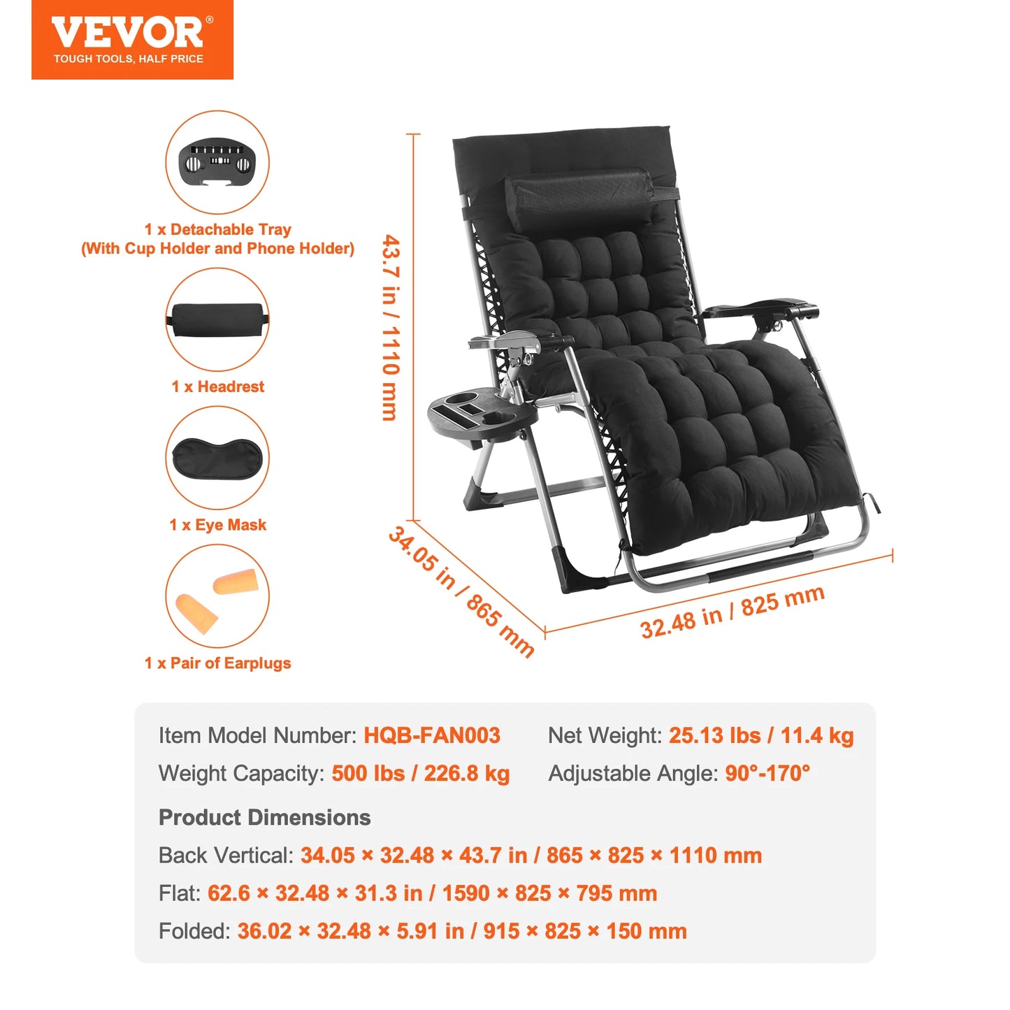 SucceBuy Zero Gravity Chair Outdoor Recliner With Cushion Footrest Cupholder