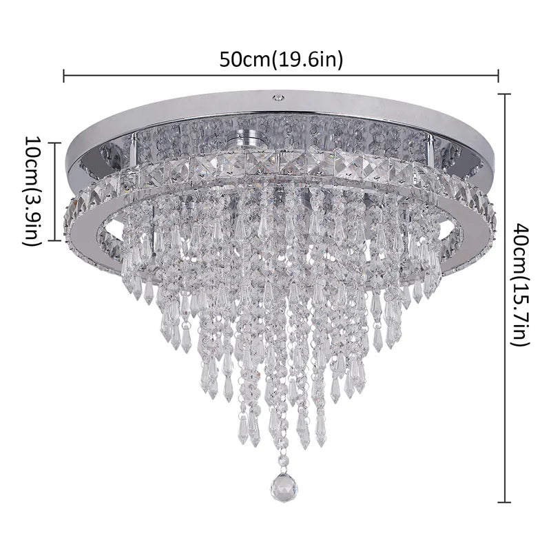 VETRULUS Crystal LED Chandelier Pendant Light With Remote Control