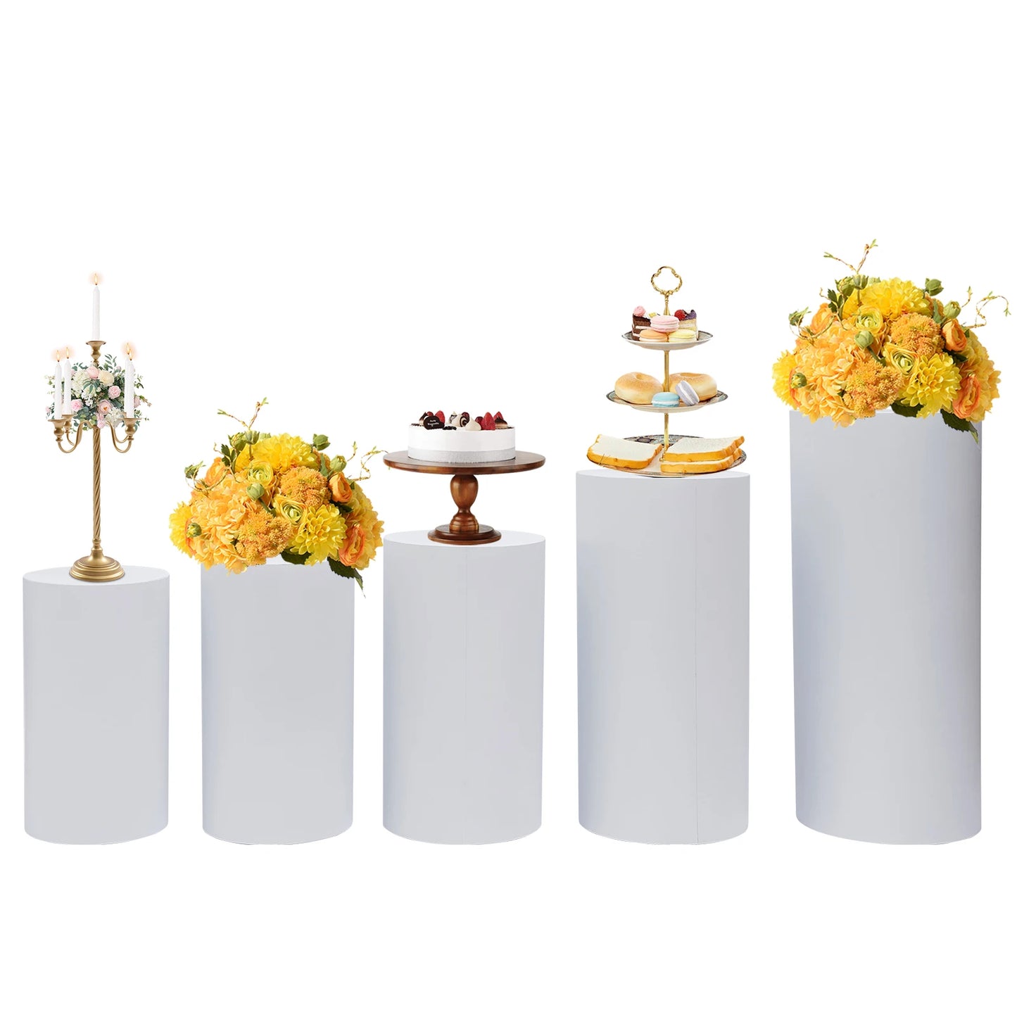 Round Cylinder Freestanding Iron Pedestal Stand For Cake And Flower Displays