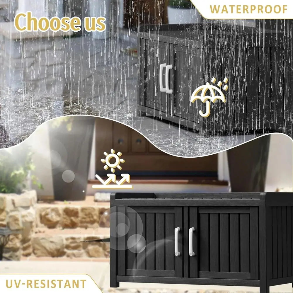 Resin Shoe Storage Bench With Adjustable Shelves For Indoor And Outdoor Use