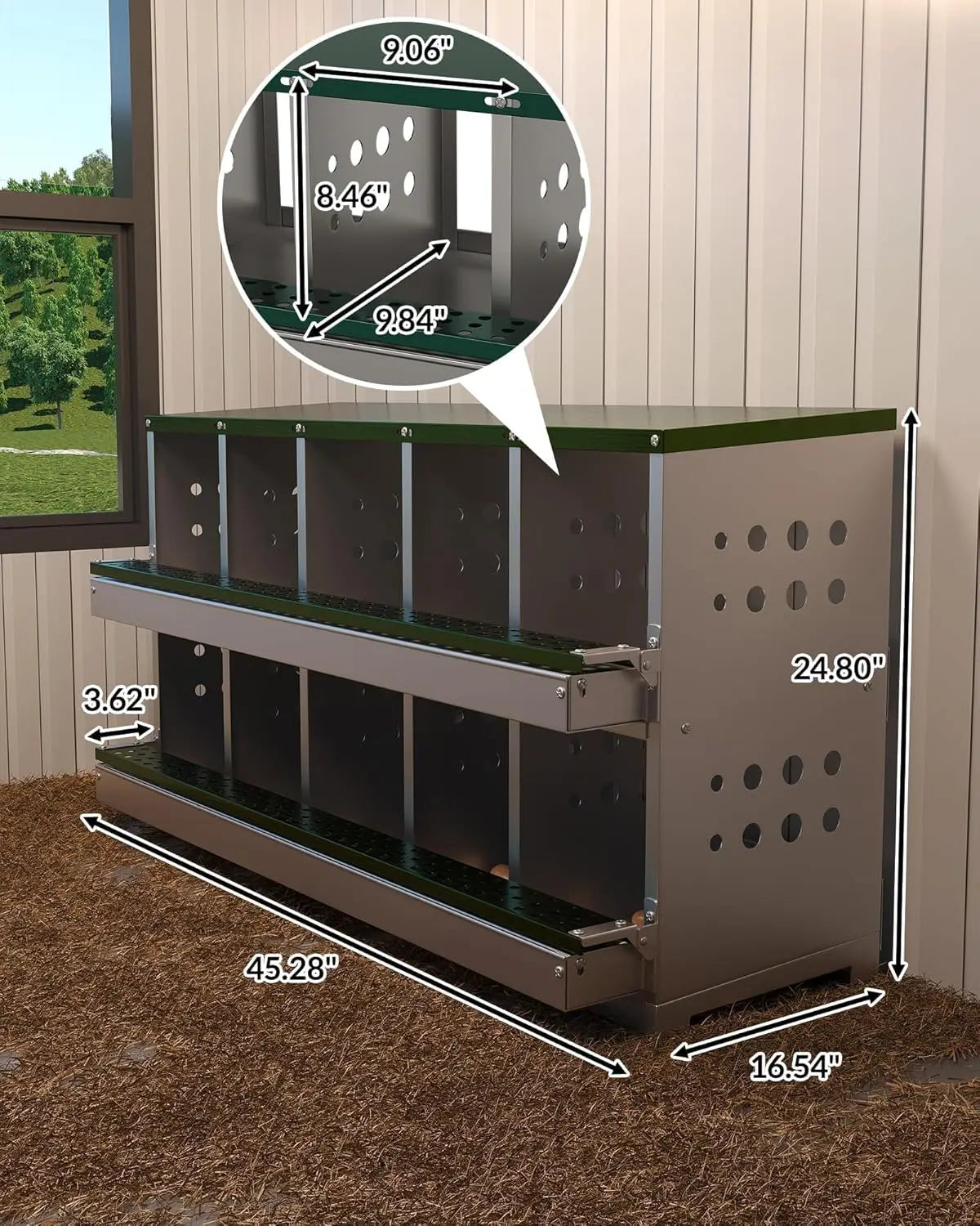 TWISTER.CK Metal Chicken Coop Nesting Box Multi Compartment Ventilated