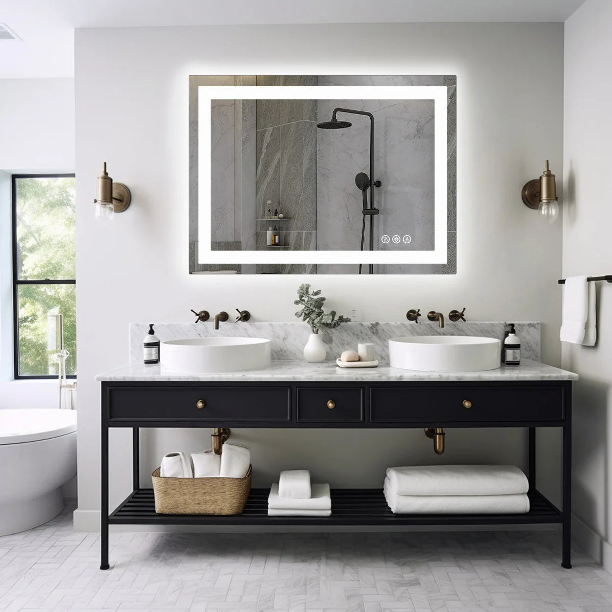JHK LED Bathroom Vanity Mirror With Memory Function Front And Backlit