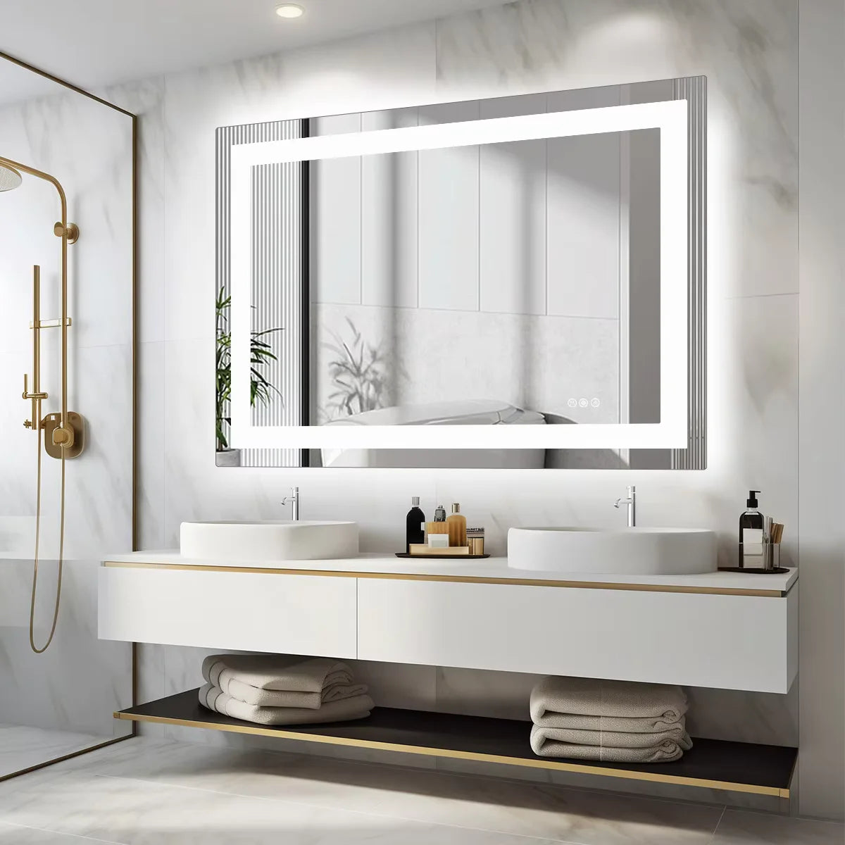 JHK LED Bathroom Vanity Mirror With Memory Function Front And Backlit