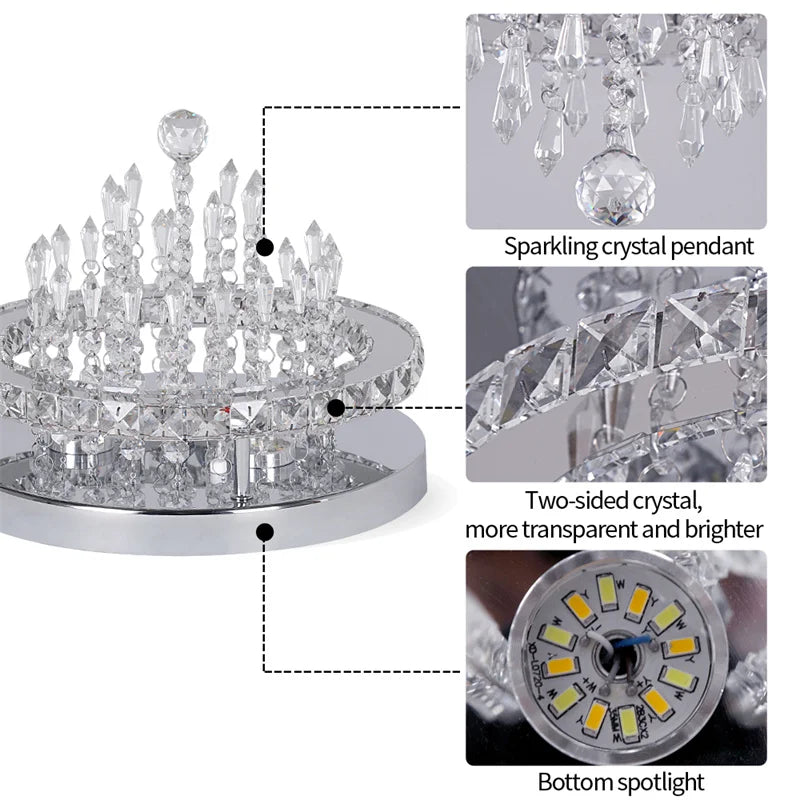 VETRULUS Crystal LED Chandelier Pendant Light With Remote Control