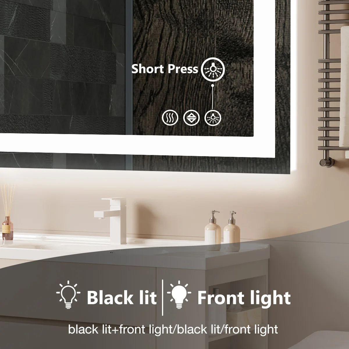 JHK LED Bathroom Vanity Mirror With Memory Function Front And Backlit