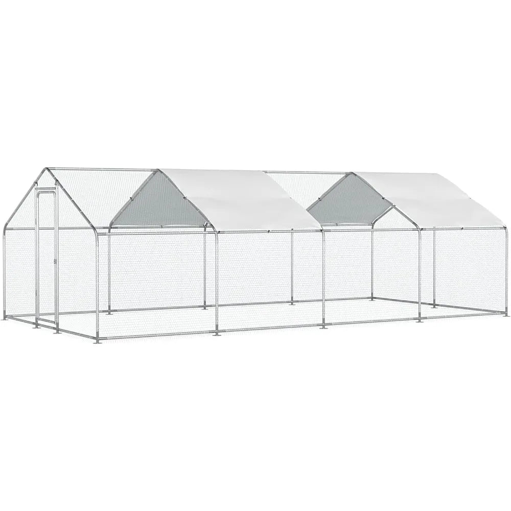 Metal Chicken Coop With Run Wire Mesh Poultry Cage