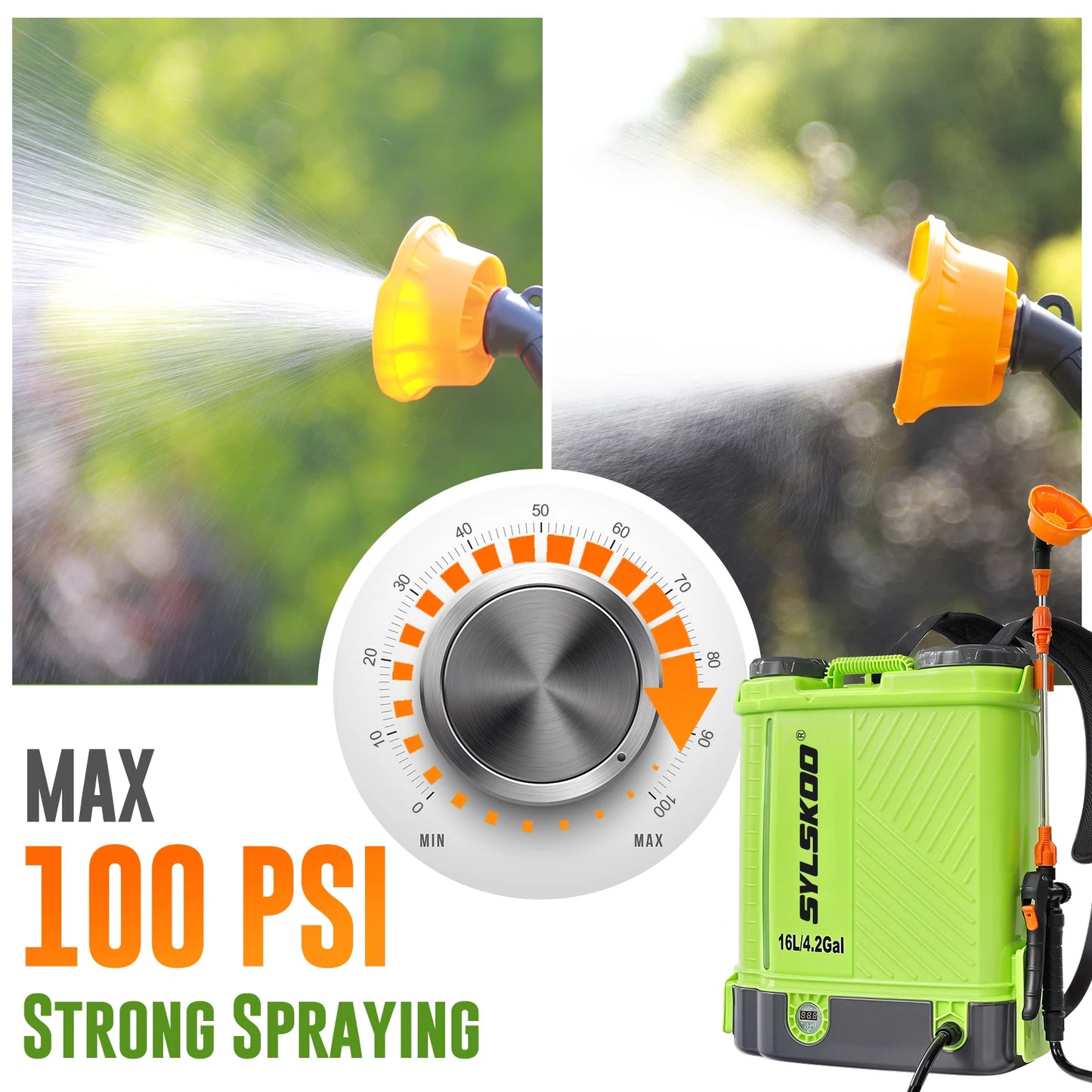 4.2 Gallon Electric Garden Sprayer For Weed Control 100 PSI