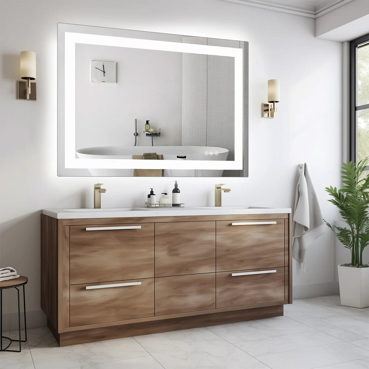 JHK LED Bathroom Vanity Mirror With Memory Function Front And Backlit