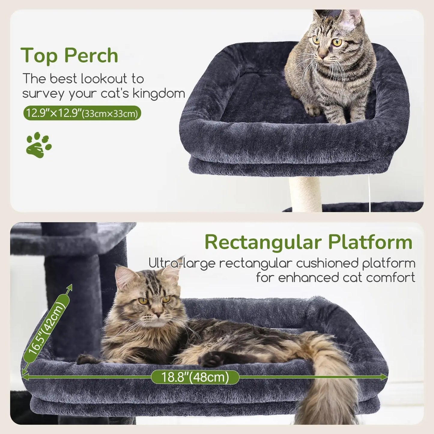 Cat Tree With Padded Perches, Scratching Posts, Hammock And Condo