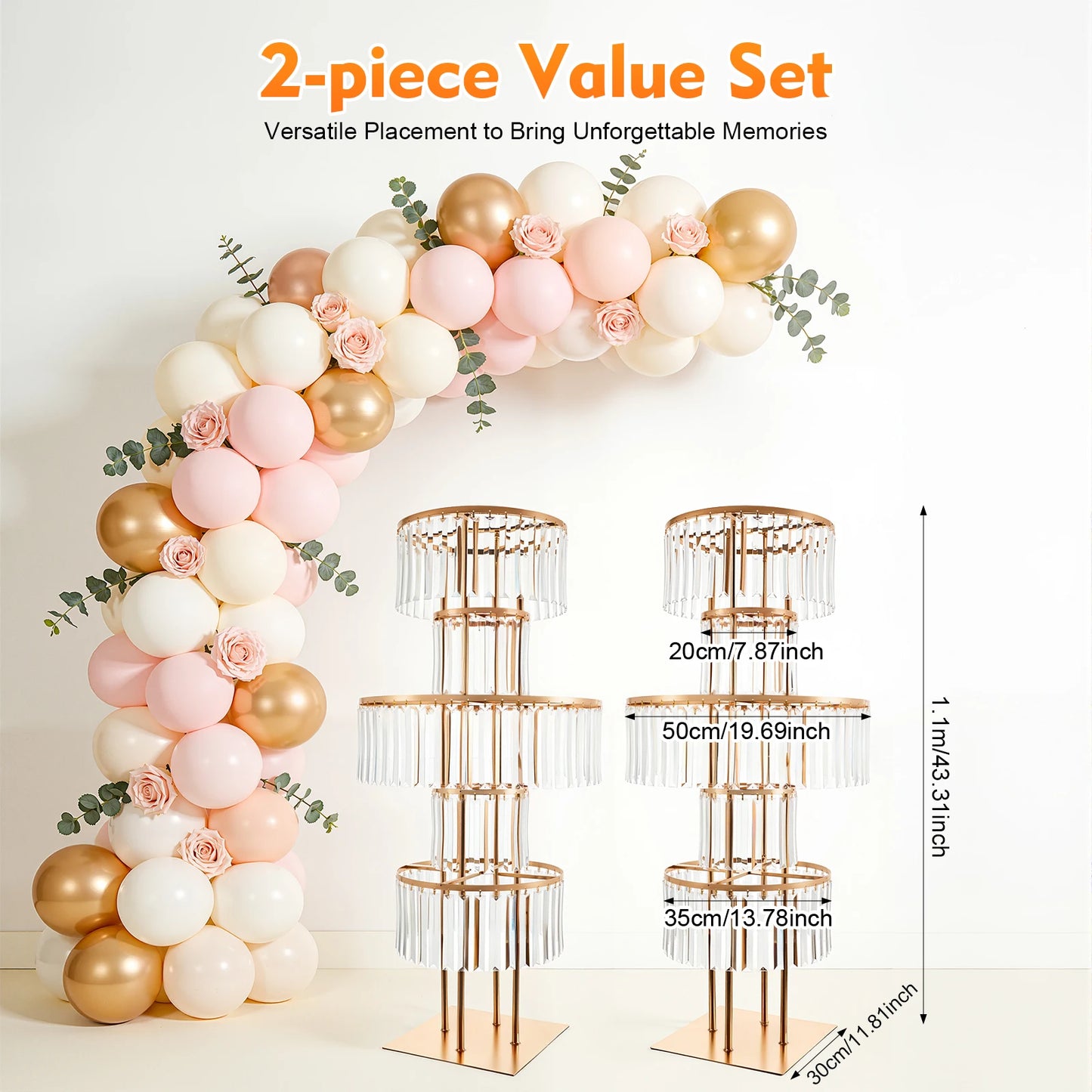 5 Tier Iron And Acrylic Wedding Flower Stand Floor Centerpiece