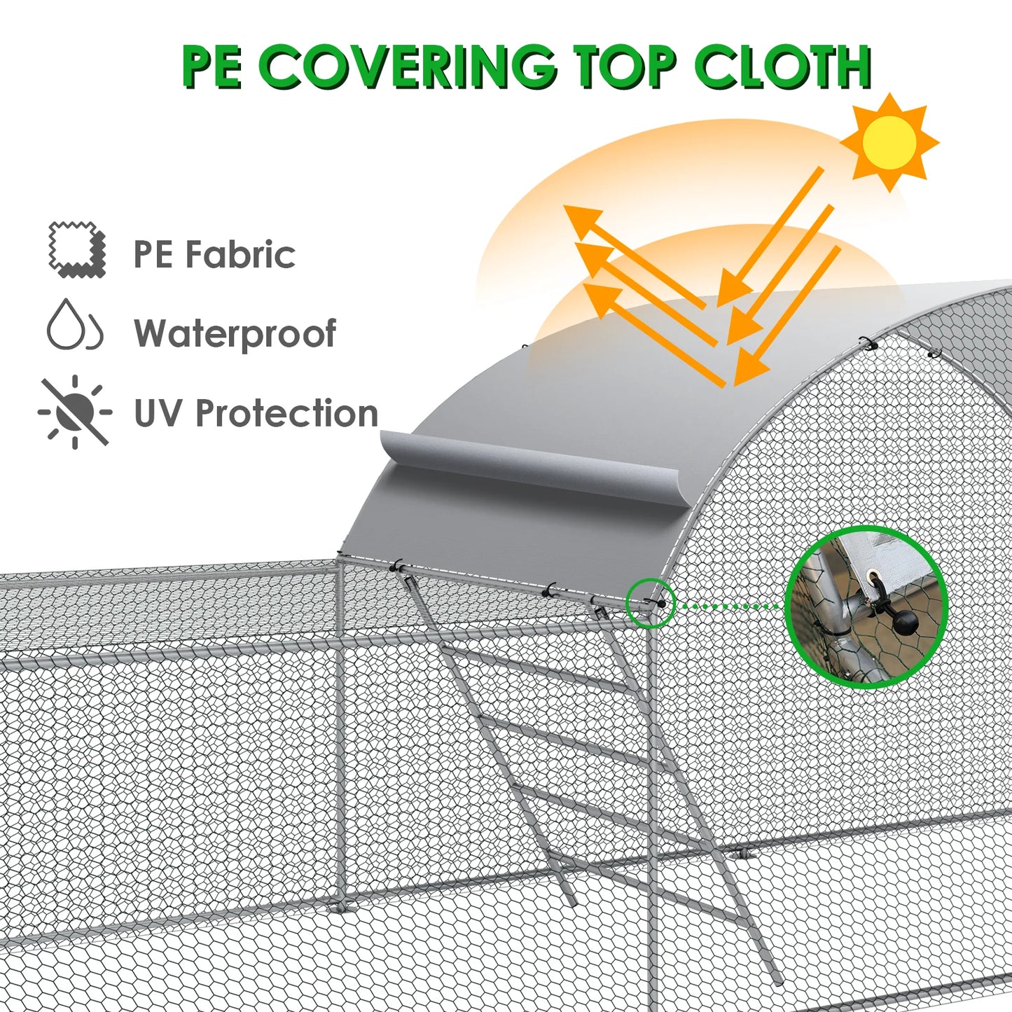 Galvanized Metal Chicken Coop With Dome Roof Walk In Pen