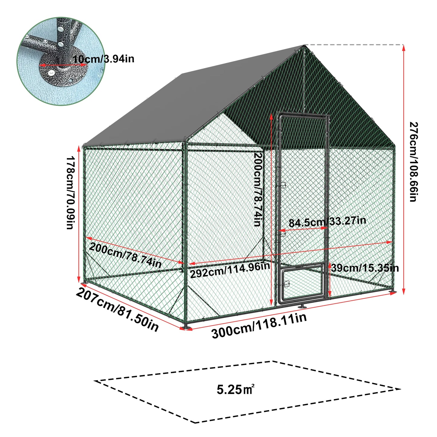 BINGOPAW Chicken Coop Walk In Poultry Run With Nylon Netting Cover