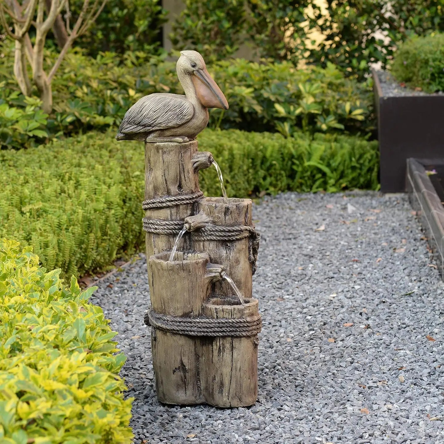 Outdoor 3-Tier Waterfall Fountain With Pump for Patio Garden