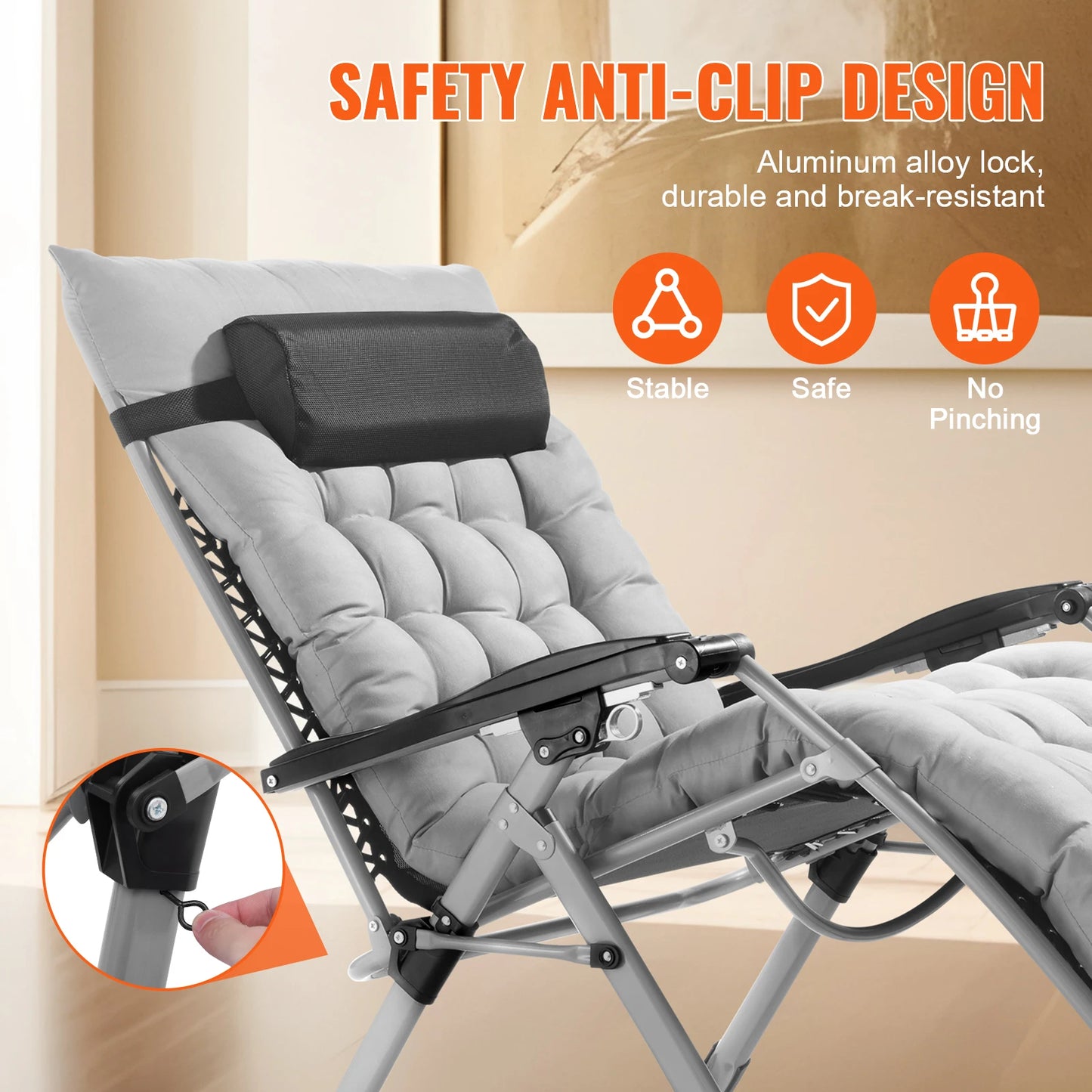 SucceBuy Zero Gravity Chair Outdoor Recliner With Cushion Footrest Cupholder