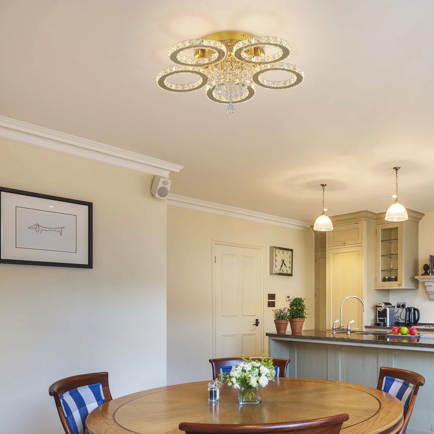 VETRULUS Crystal LED Ceiling Light Chandelier For Living Room