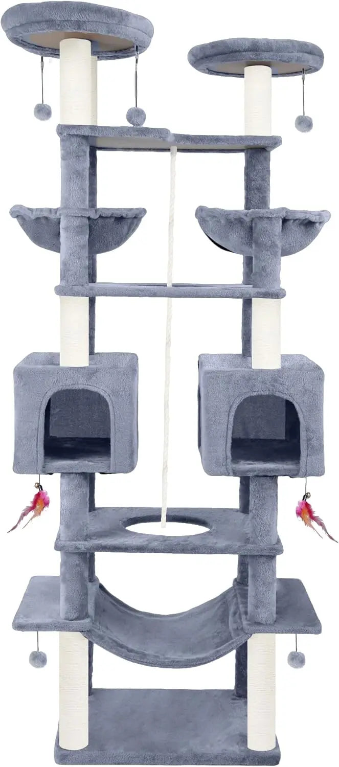 Three-Tier Cat Tree Tower With Hammock And Condos Indoor