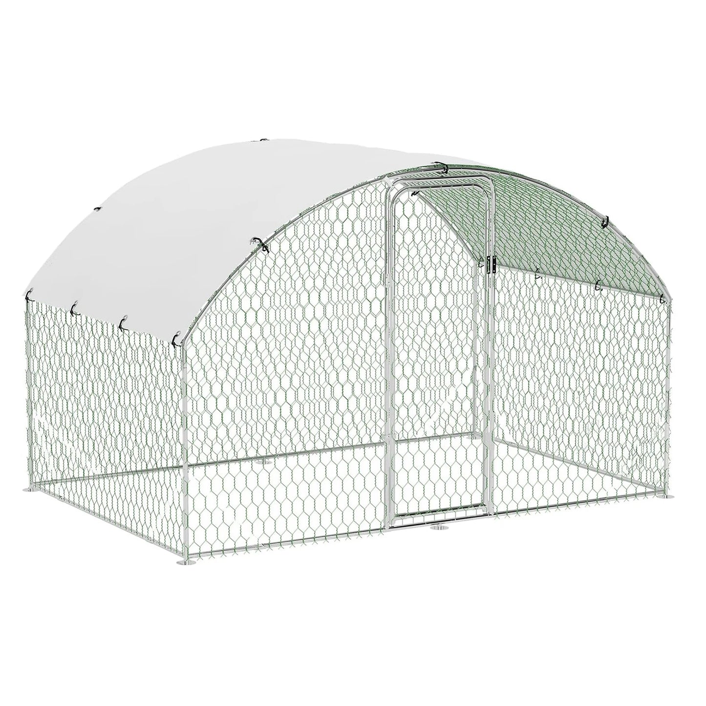 HiMISSFarm Metal Chicken Coop Walk In Poultry Cage Outdoor