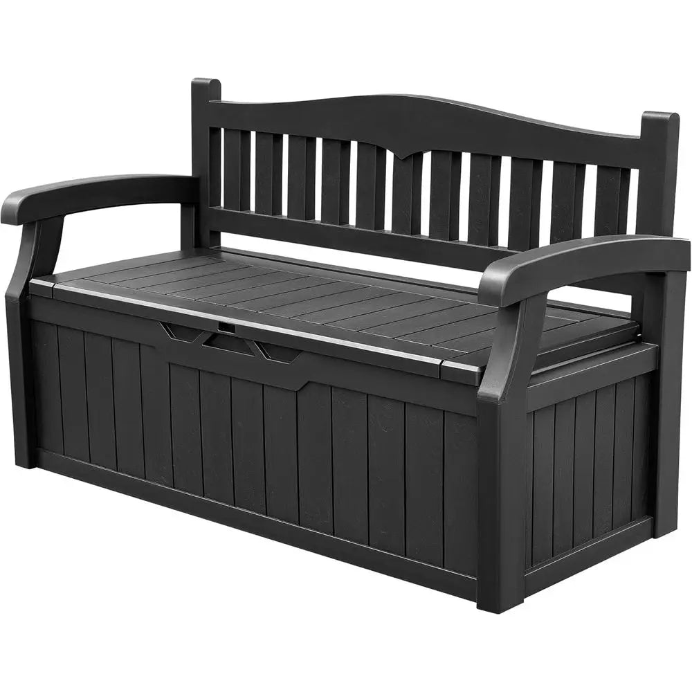 LISM Outdoor Storage Bench Deck Box Lockable Patio Furniture