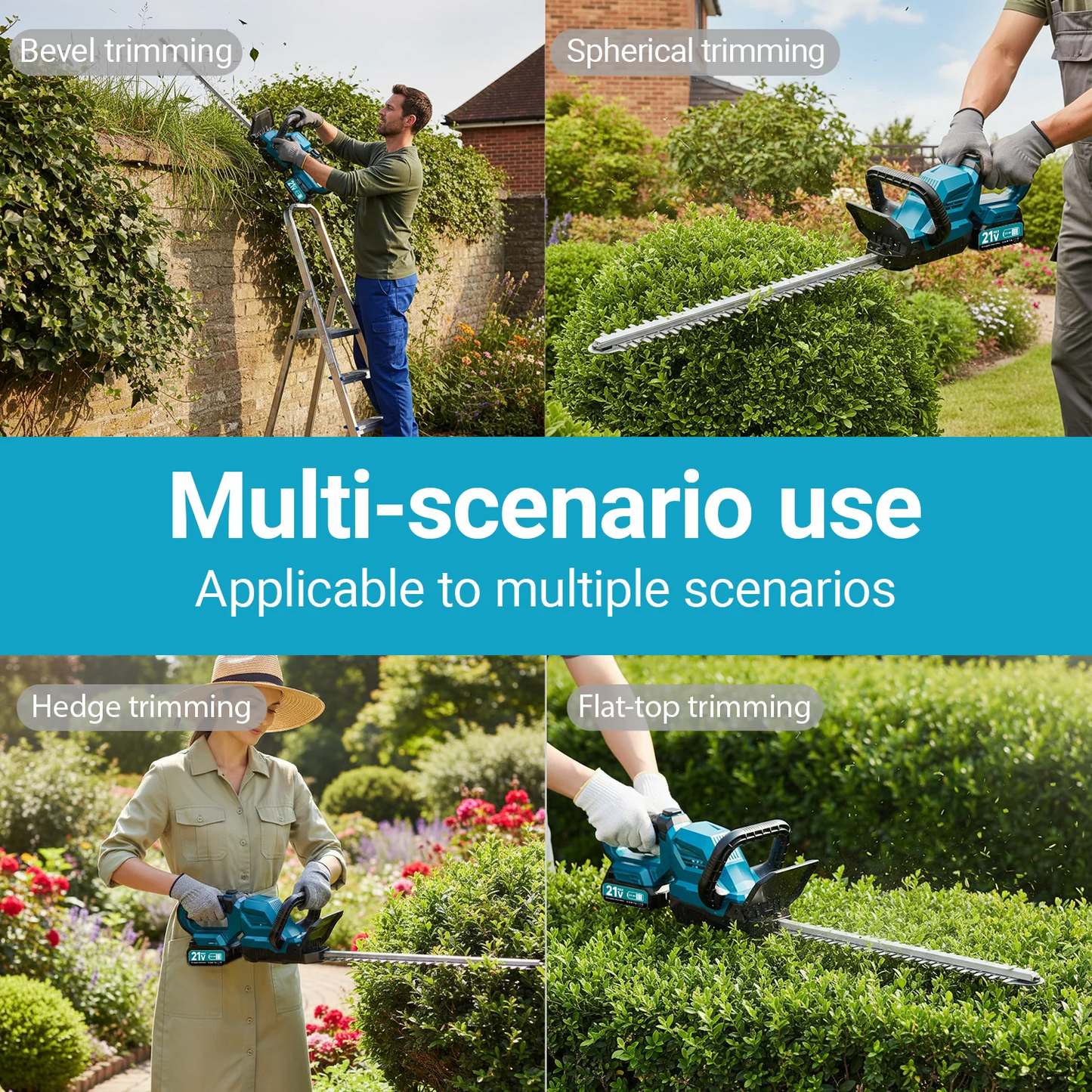 XYSD Cordless Hedge Trimmer With Battery And Rotatable Head 3000 RPM