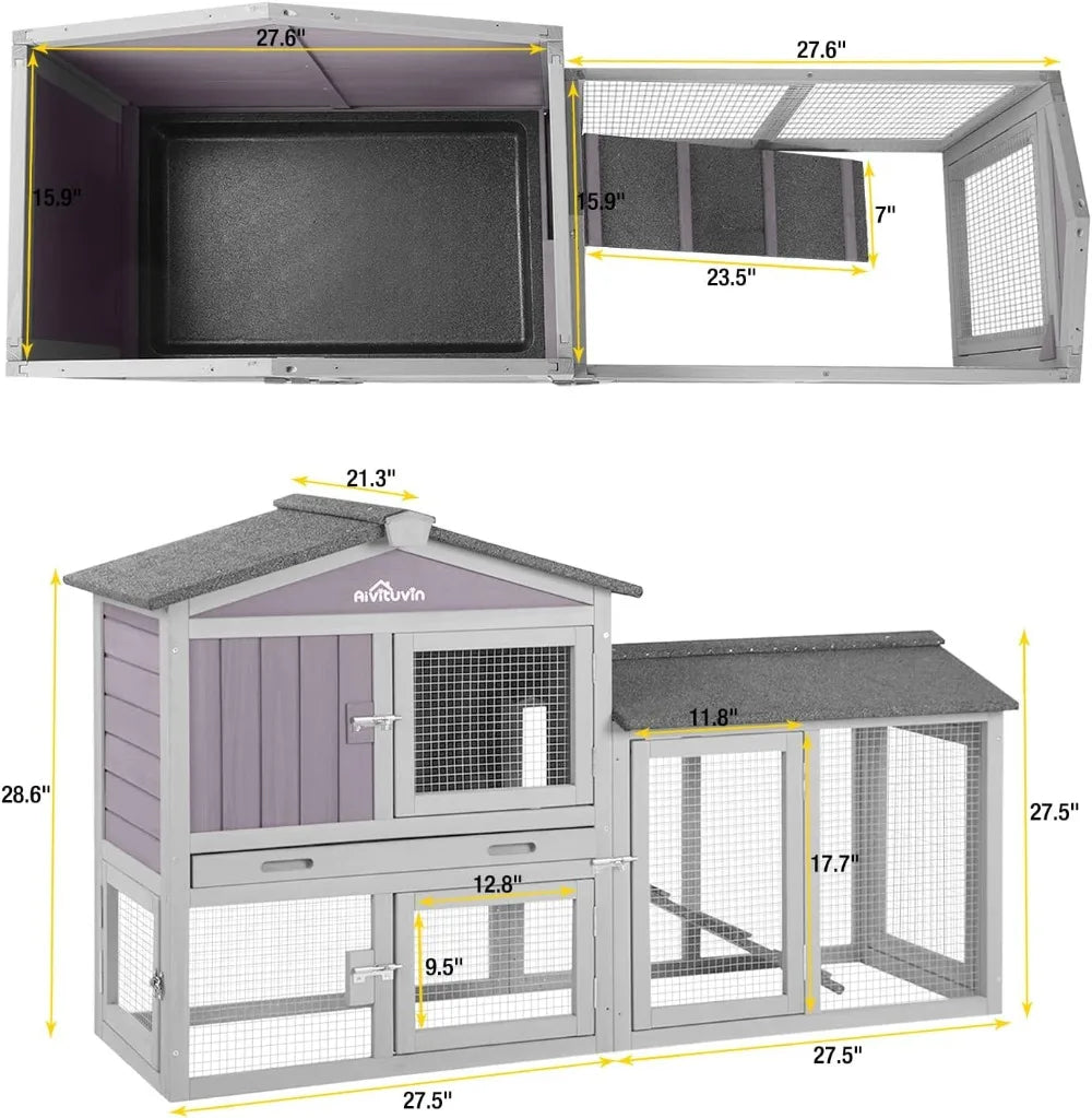XMSJ Expandable Wooden Chicken Coop For 2 Chickens Outdoor Henhouse
