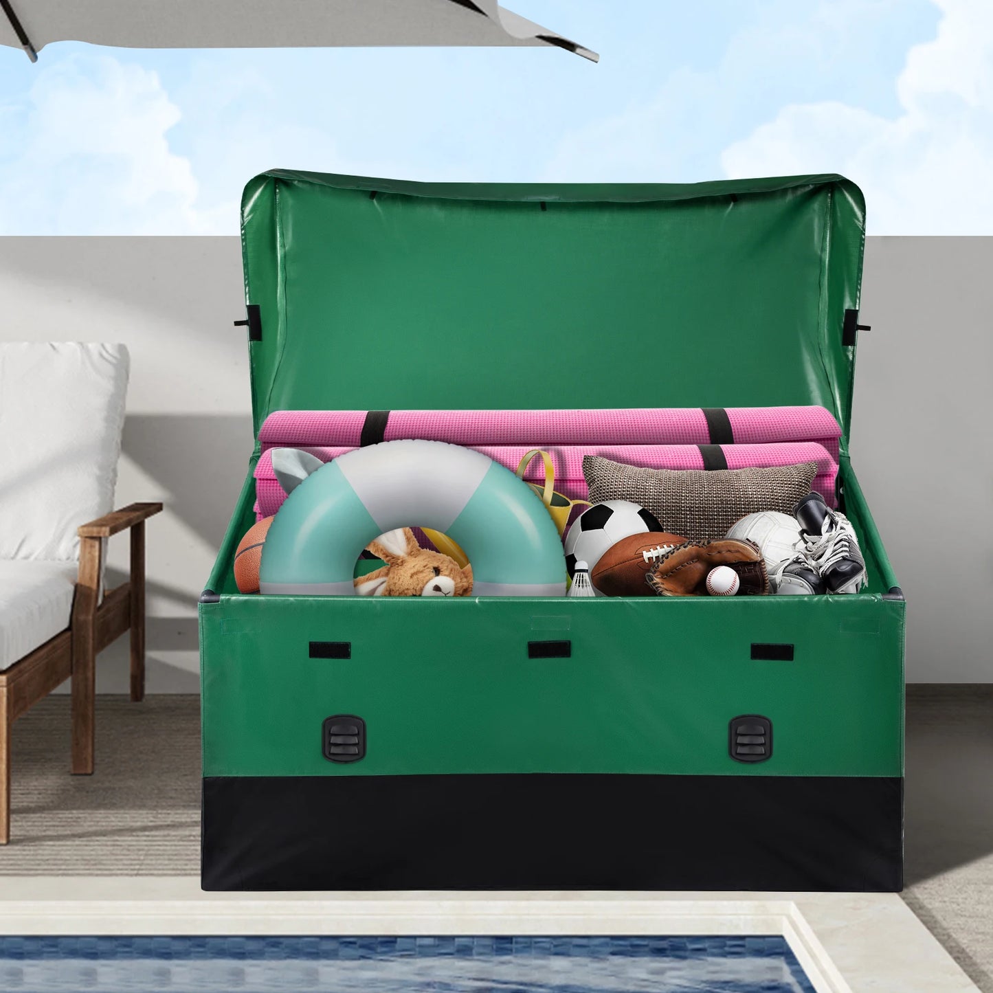 Outdoor Storage Box With Galvanized Frame And Waterproof PE Tarpaulin