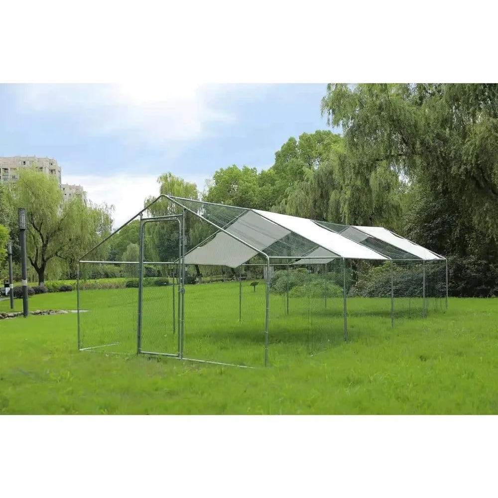 Metal Chicken Coop With Run Wire Mesh Poultry Cage