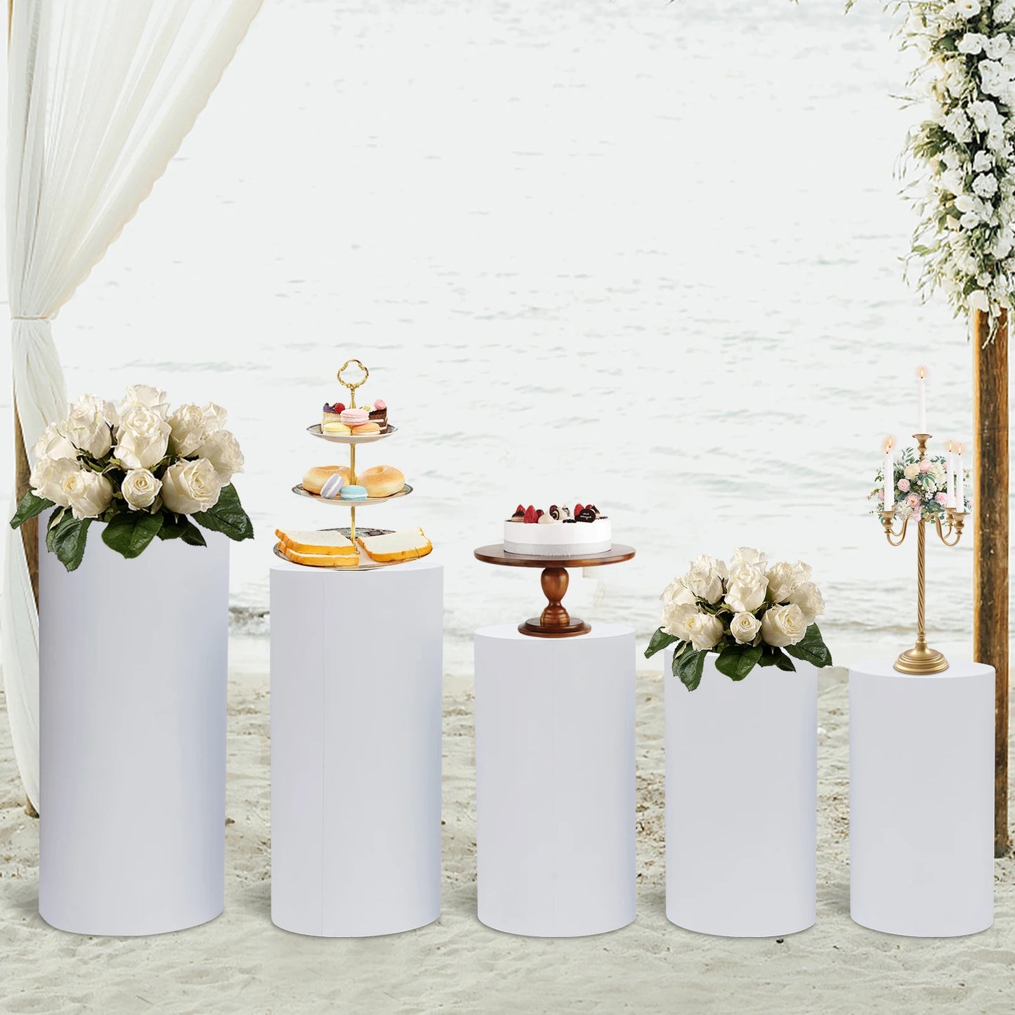 Round Cylinder Freestanding Iron Pedestal Stand For Cake And Flower Displays