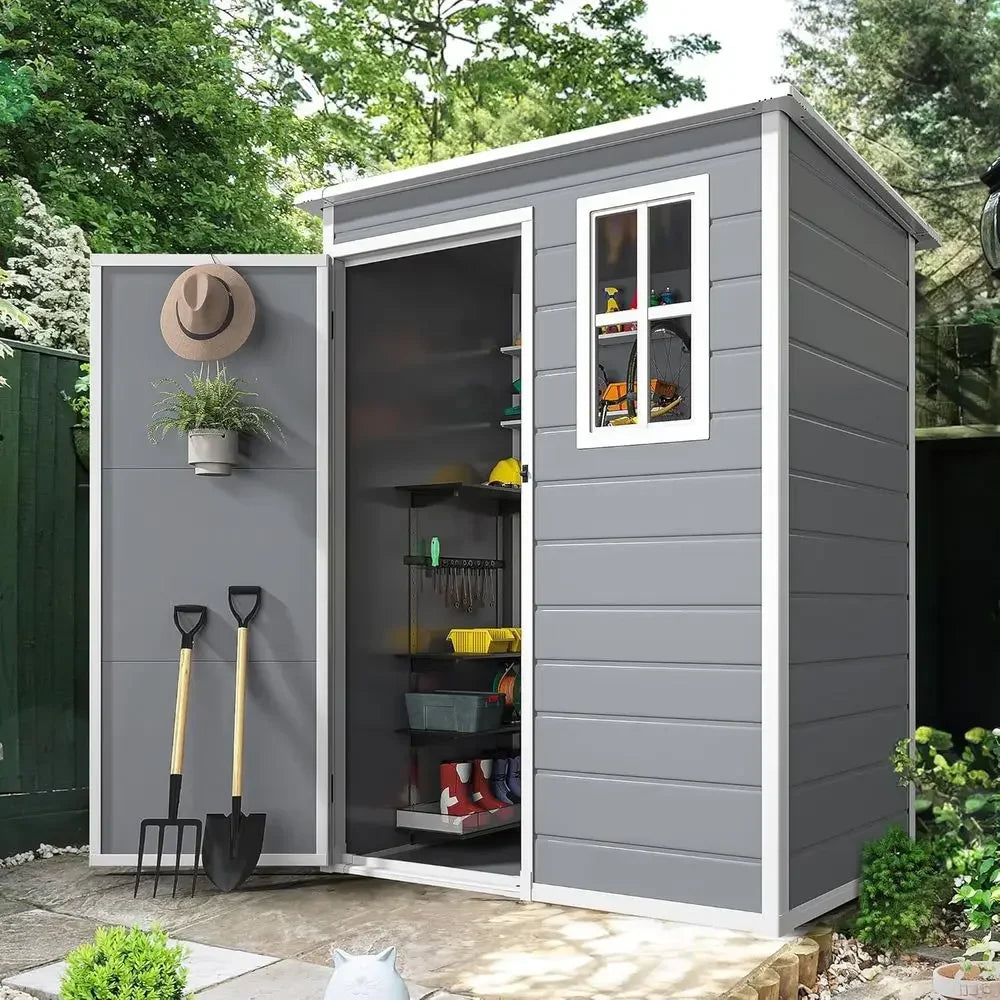 Outdoor Resin Storage Shed With Floor Waterproof Lockable