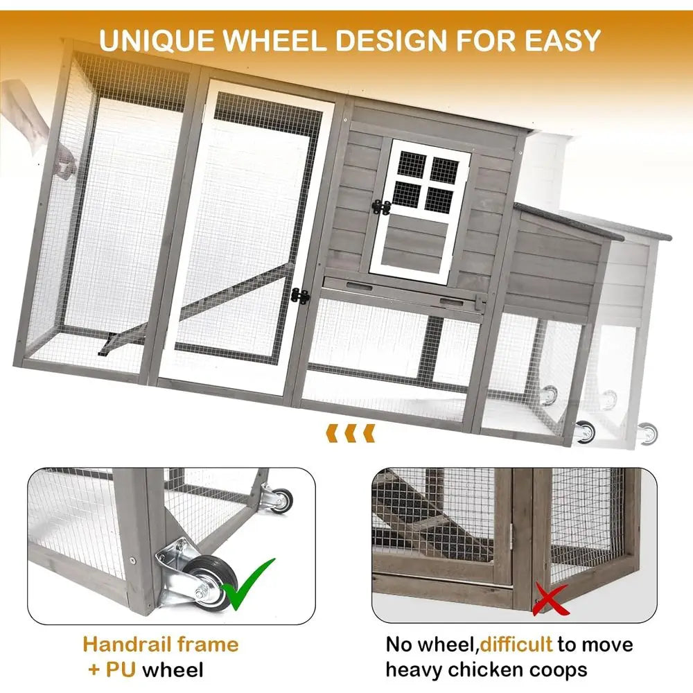 Solid Wood Chicken Coop With Large Run And Nest Box