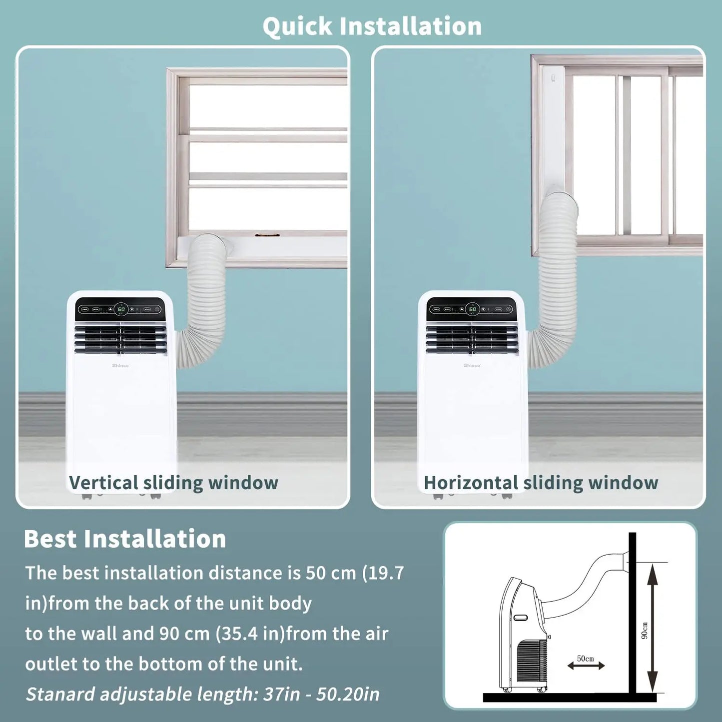 Shinco Portable Air Conditioner with Built-In Dehumidifier and Fan Modes