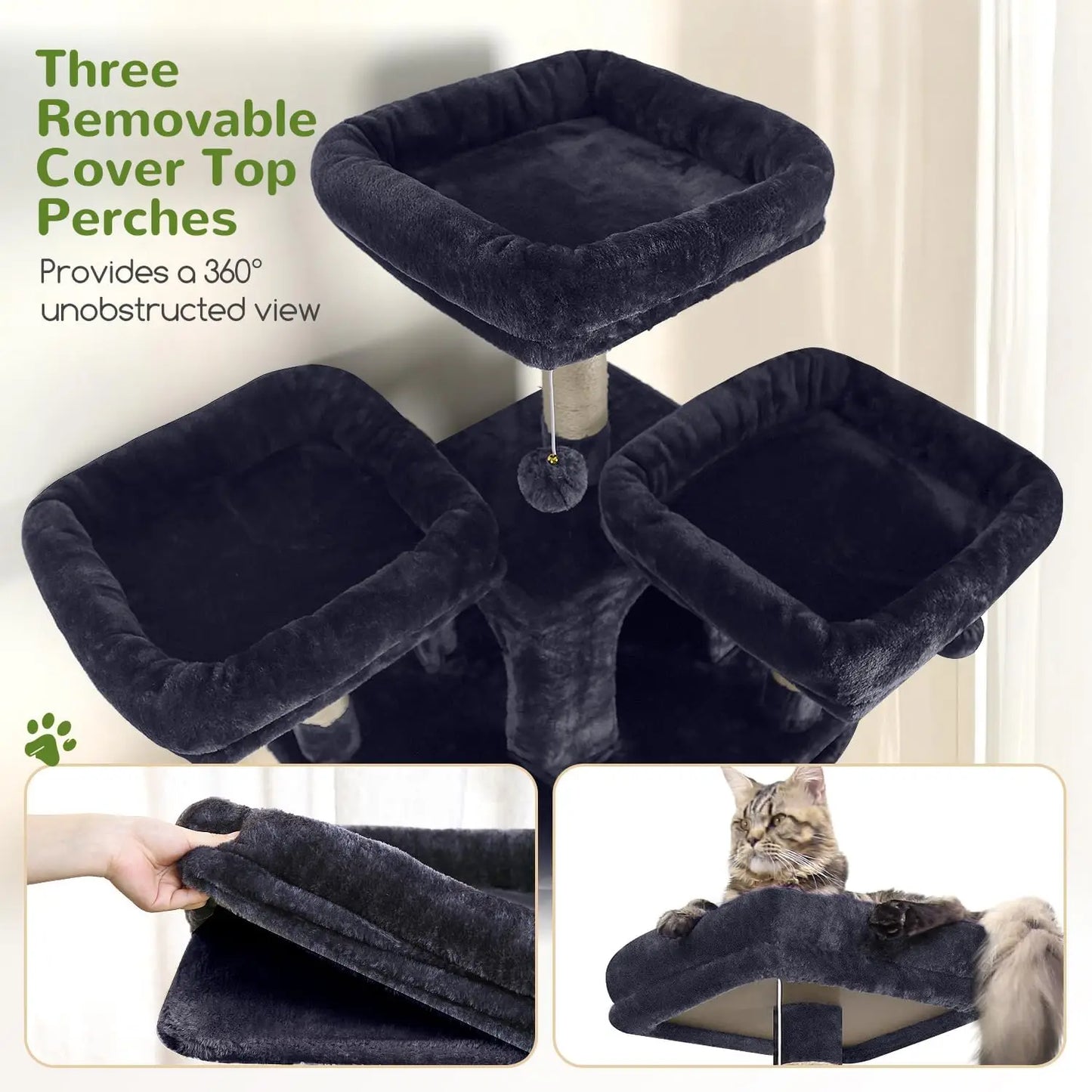 Double Tier Cat Tree Tower for Multiple Adult Cats