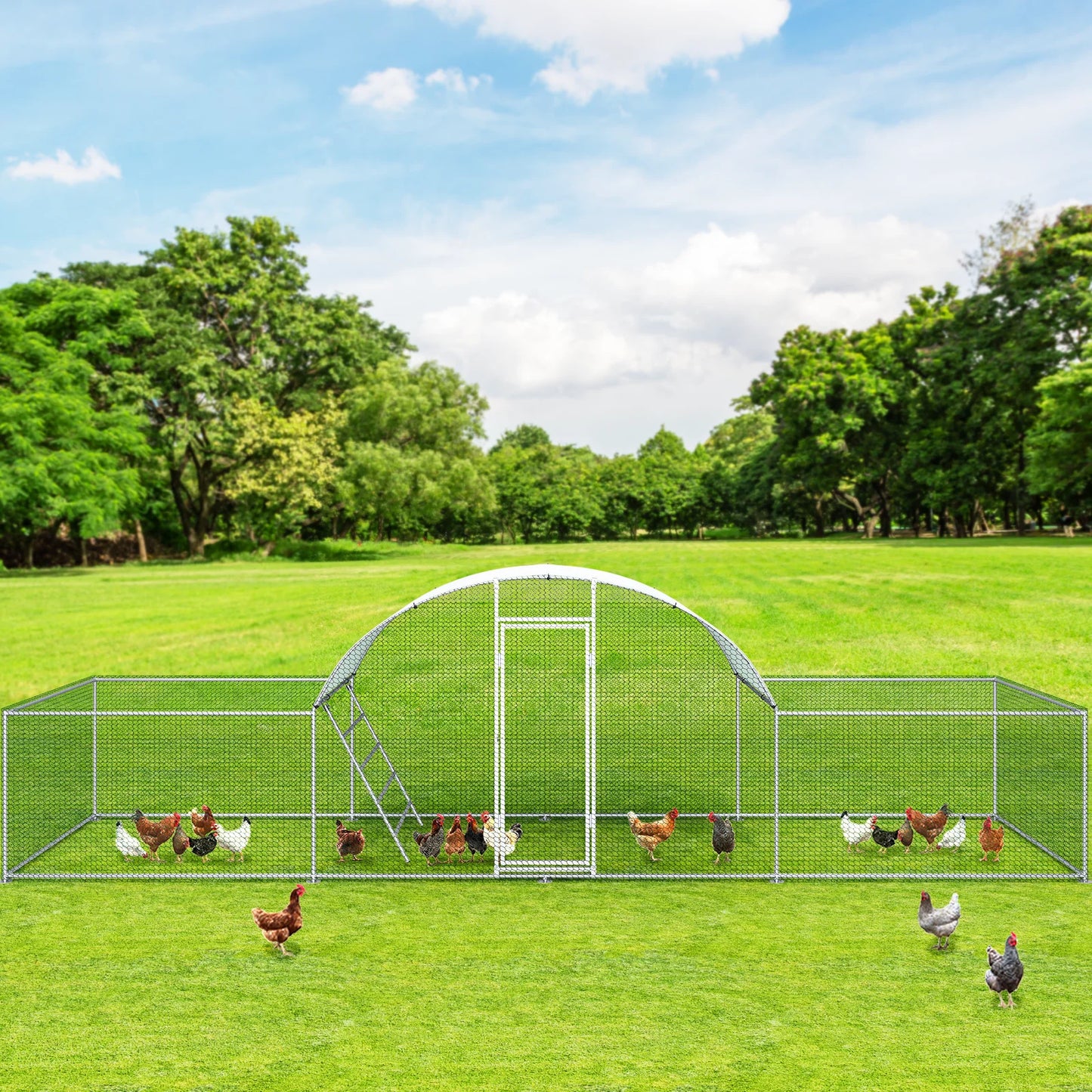 Galvanized Metal Chicken Coop With Dome Roof Walk In Pen