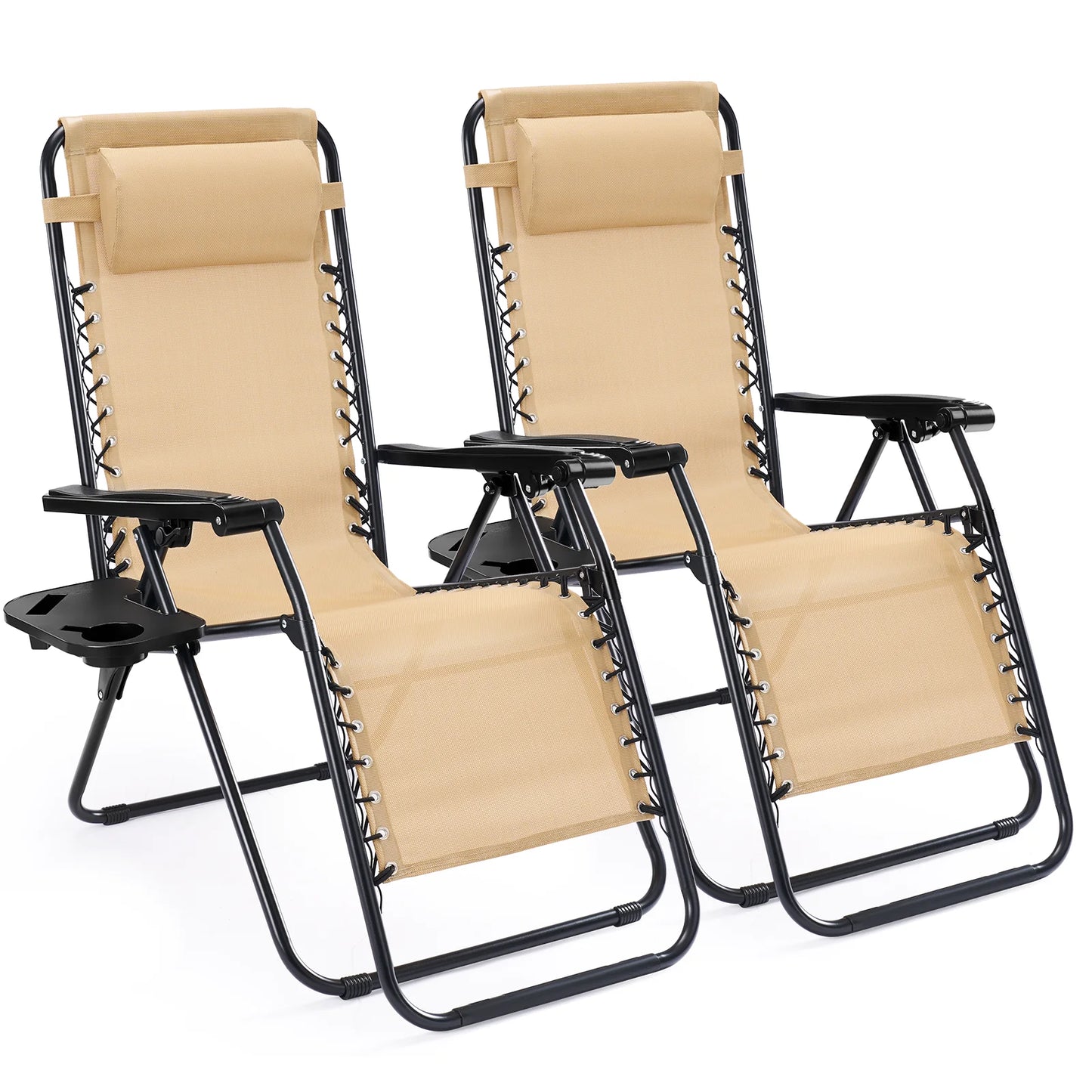 JHK Portable Zero Gravity Recliner Chairs Outdoor Folding Lounge Set