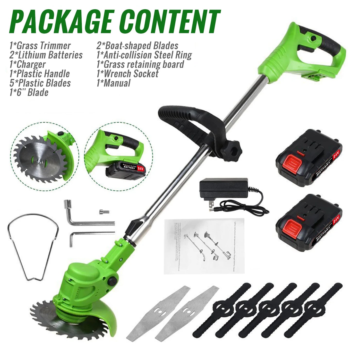 Electric Cordless Weed Trimmer Two In One Brushless String Cutter