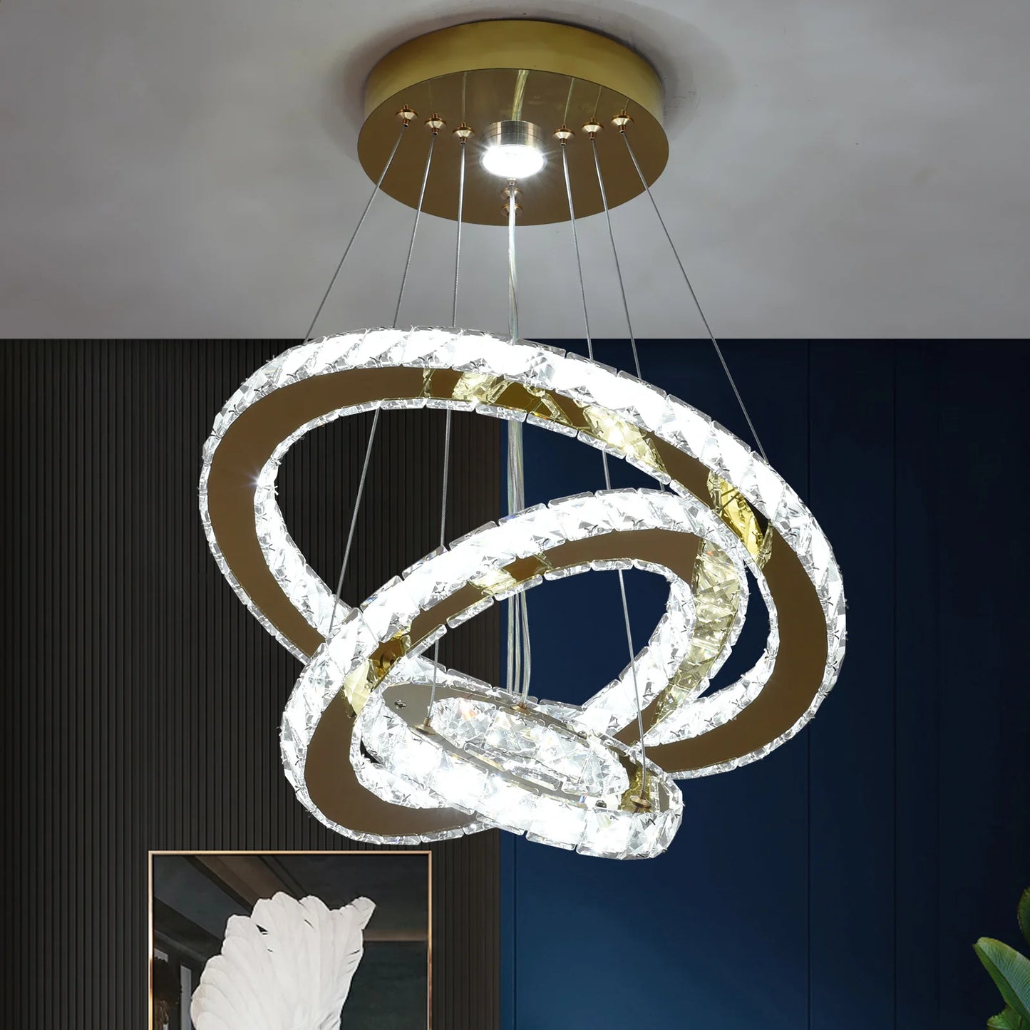 VETRULUS Crystal LED Chandelier for Hall Living Room Ceiling Light