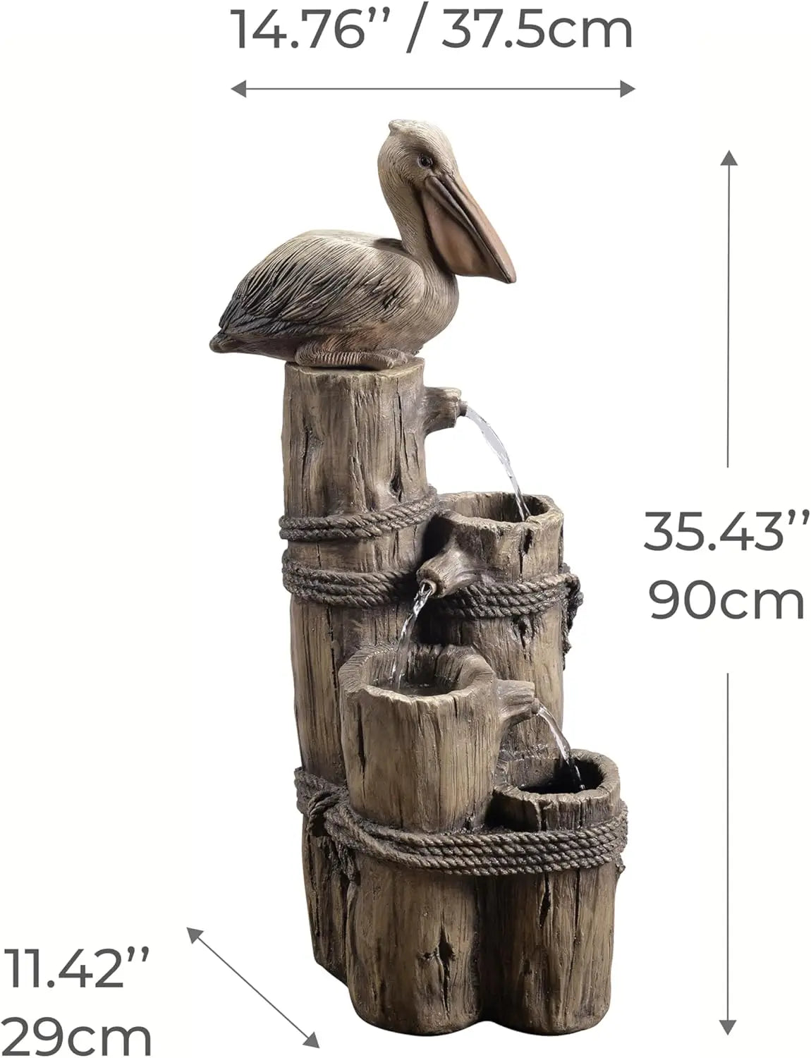 Outdoor 3-Tier Waterfall Fountain With Pump for Patio Garden