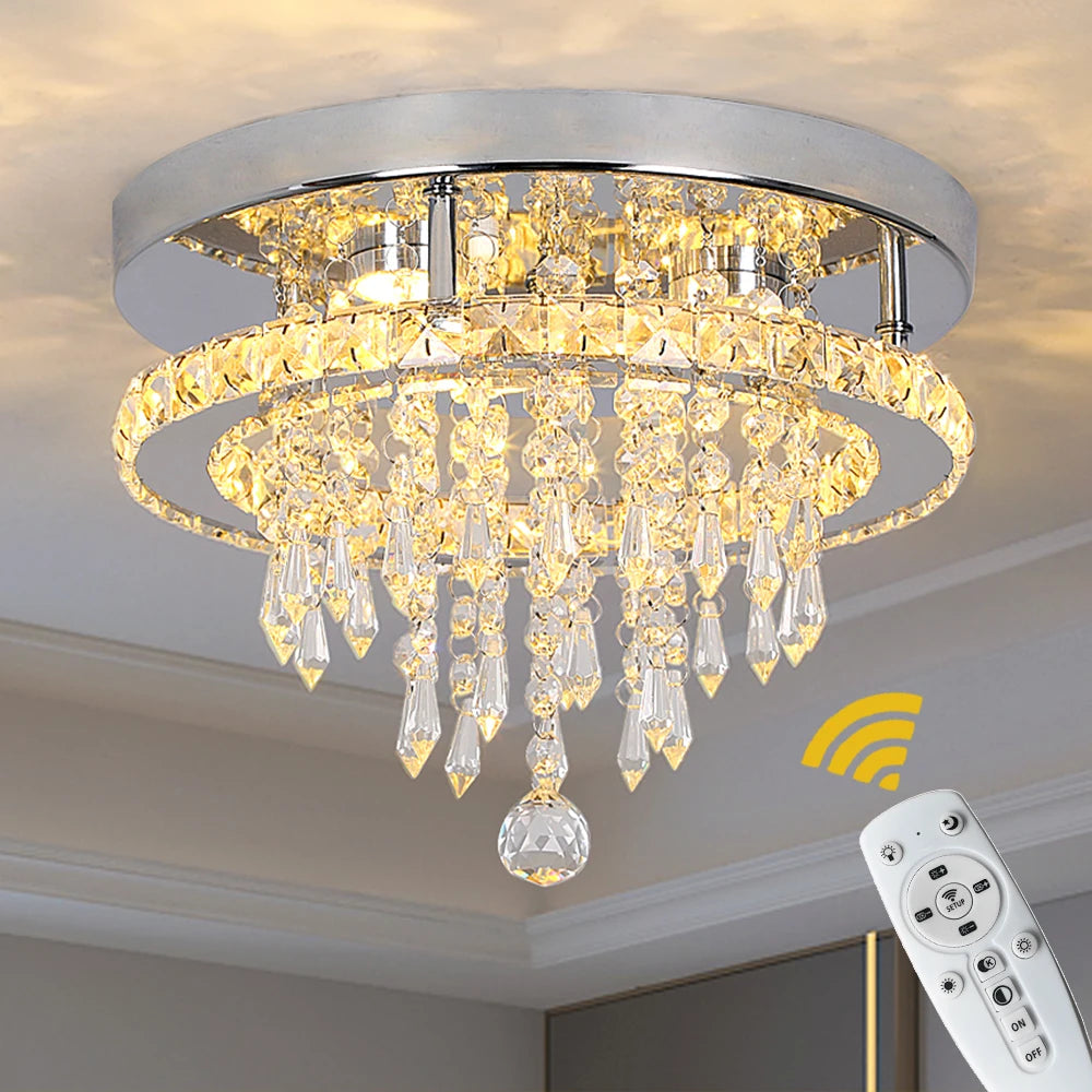 VETRULUS Crystal LED Chandelier Pendant Light With Remote Control