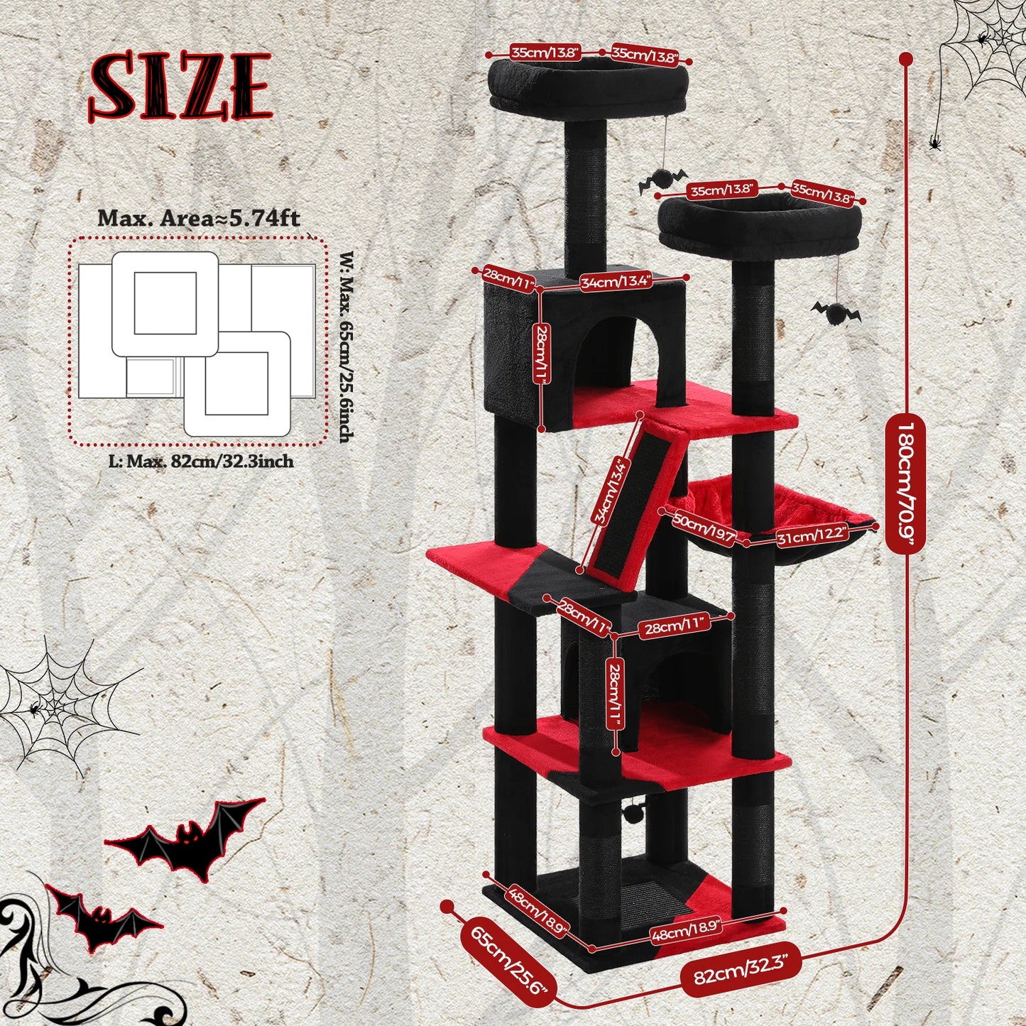 PEQULTICN Multi Level Cat Tree Tower With Condo And Hammock