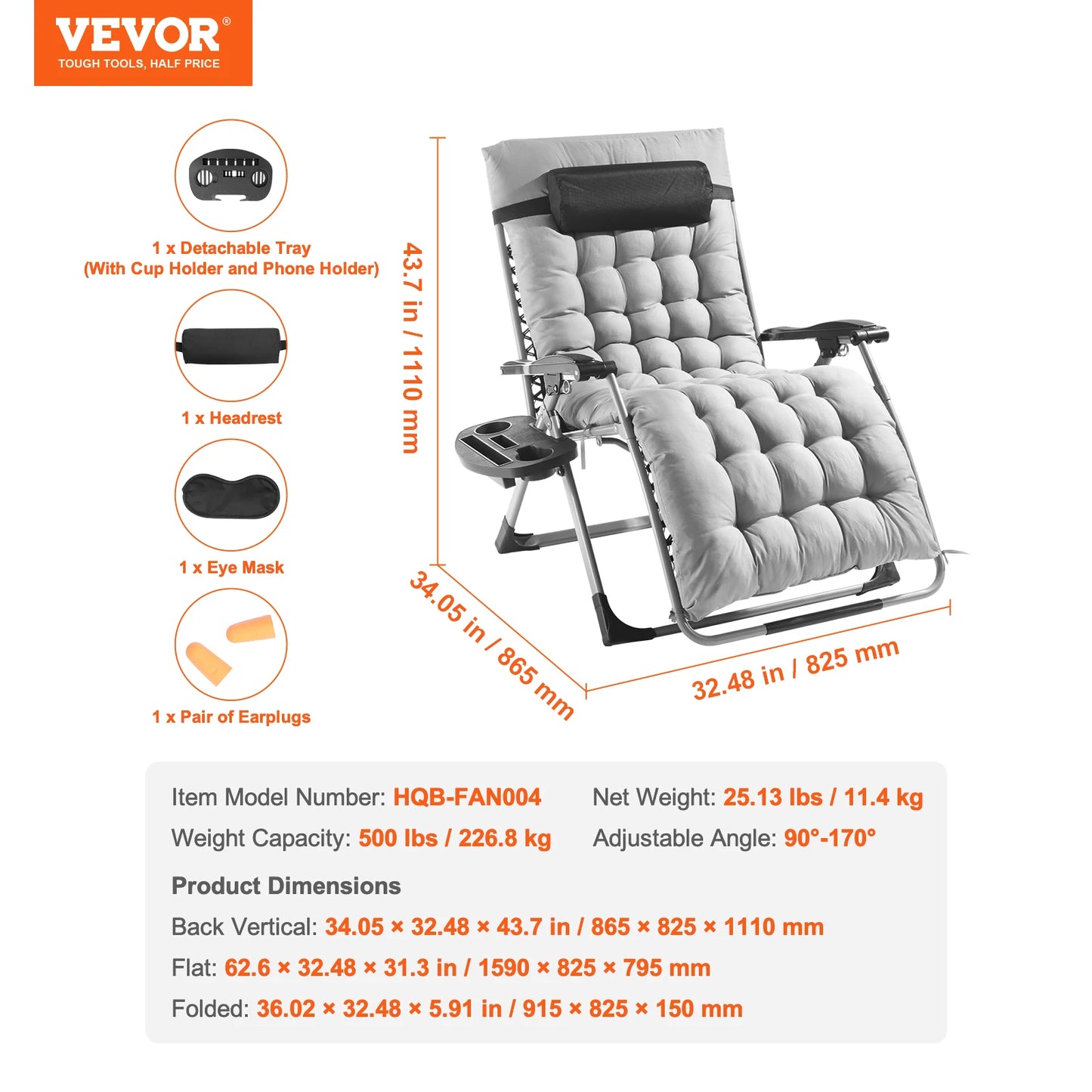 SucceBuy Zero Gravity Chair Outdoor Recliner With Cushion Footrest Cupholder
