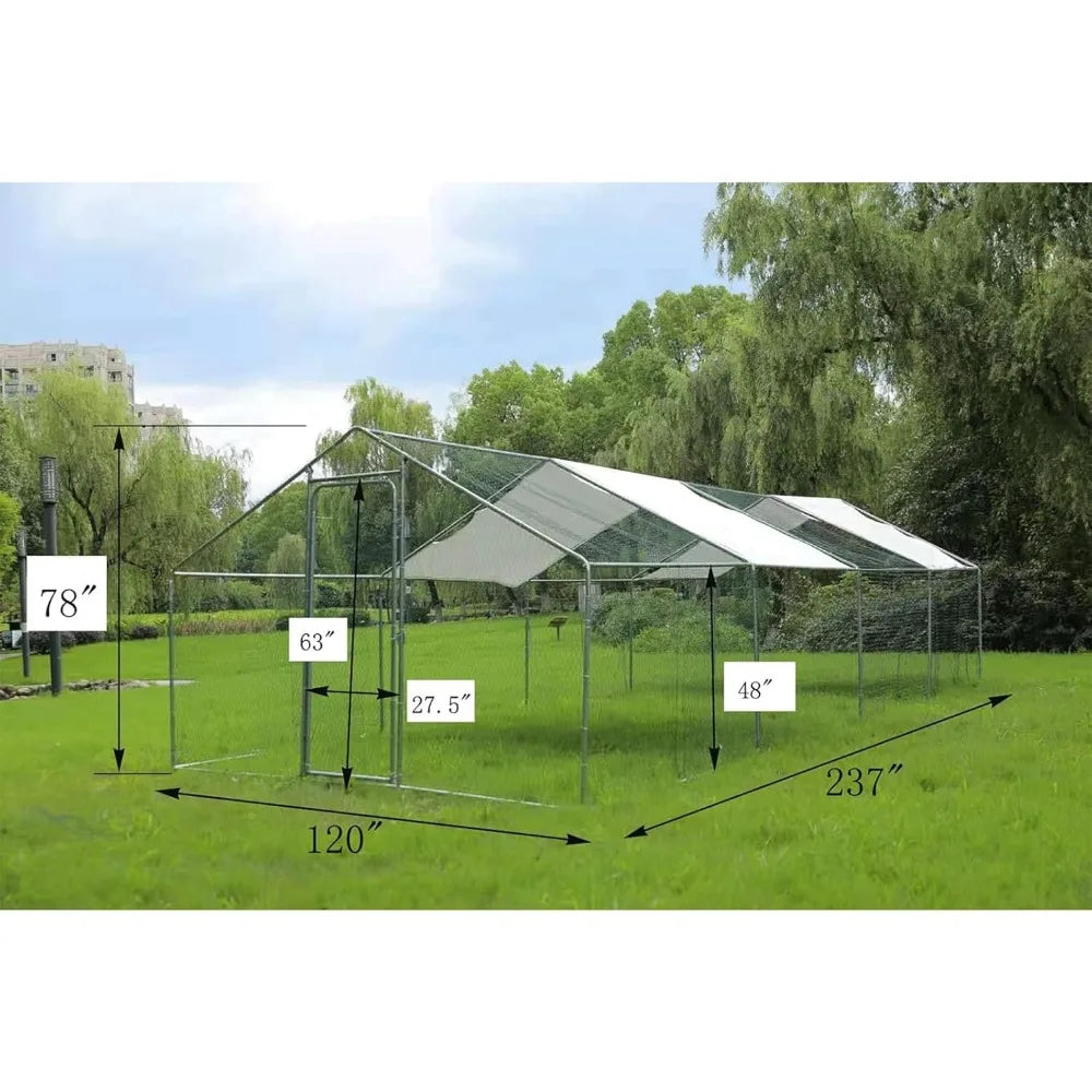 Metal Chicken Coop With Run Wire Mesh Poultry Cage