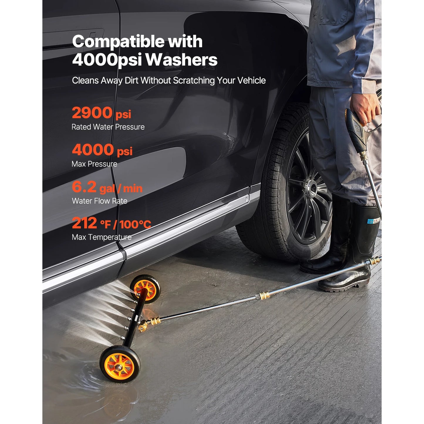 SucceBuy Stainless Steel Undercarriage Cleaner For Pressure Washers 4000 PSI