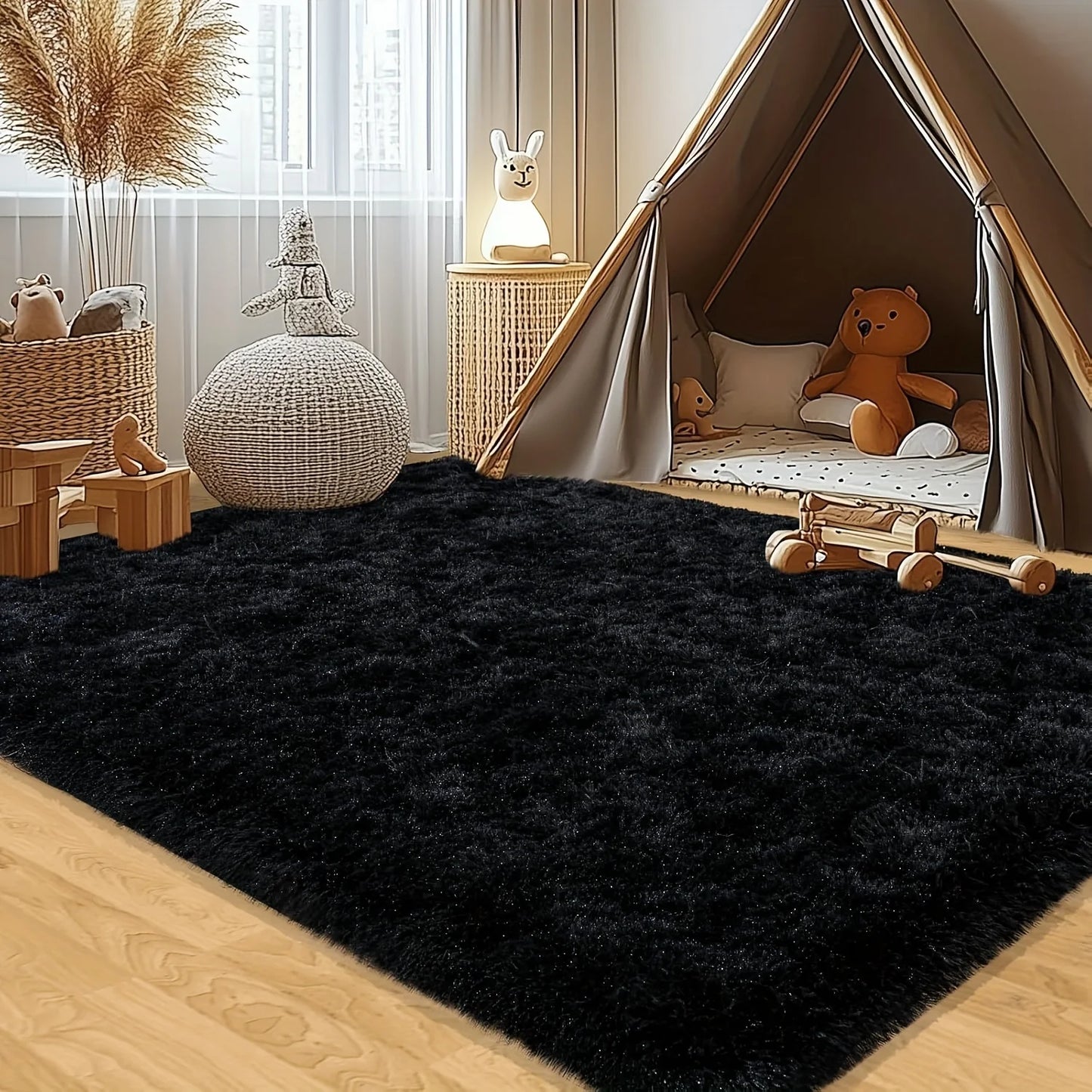 Lux Plush Area Rug With Geometric Pattern 100 Percent Polyester