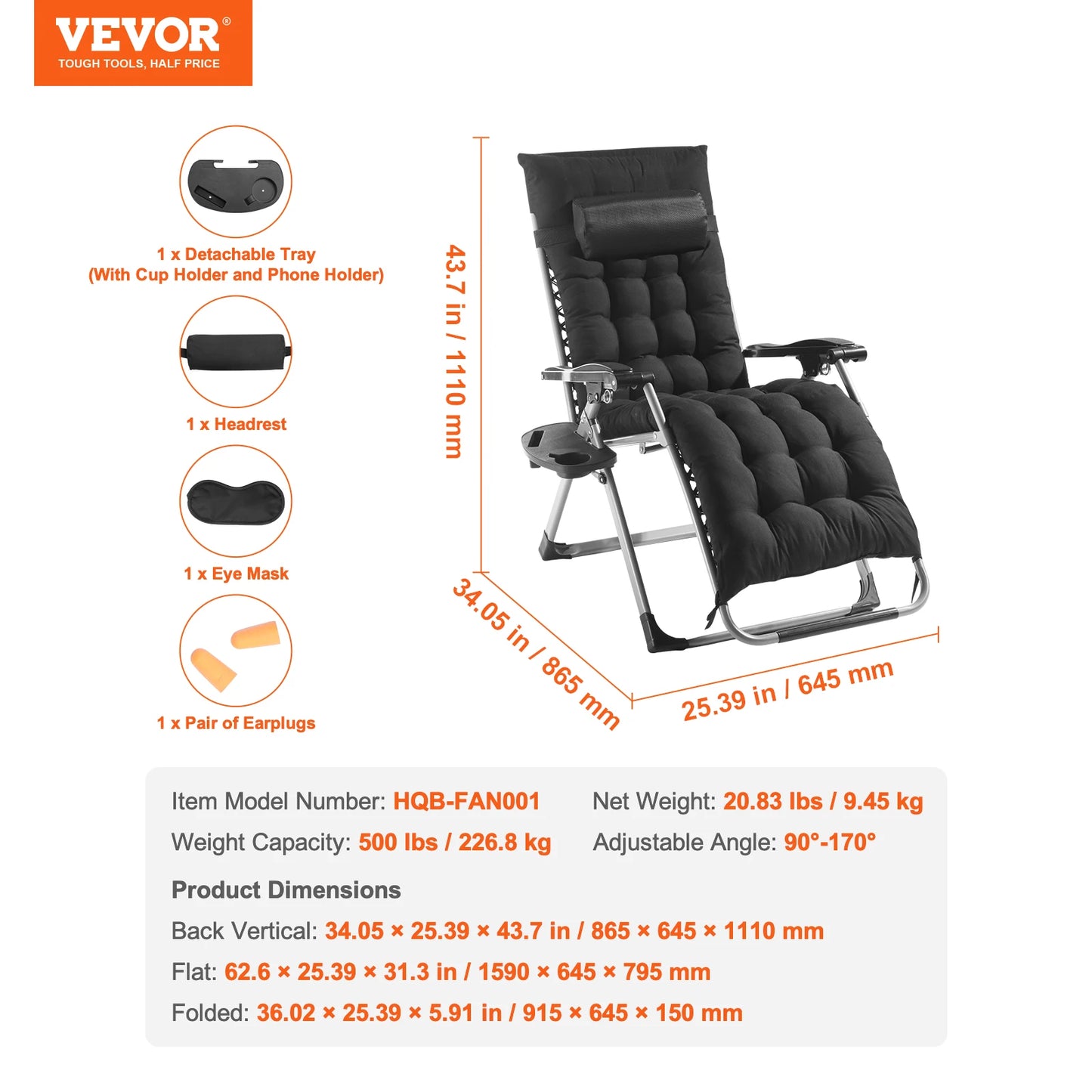 SucceBuy Zero Gravity Chair Outdoor Recliner With Cushion Footrest Cupholder