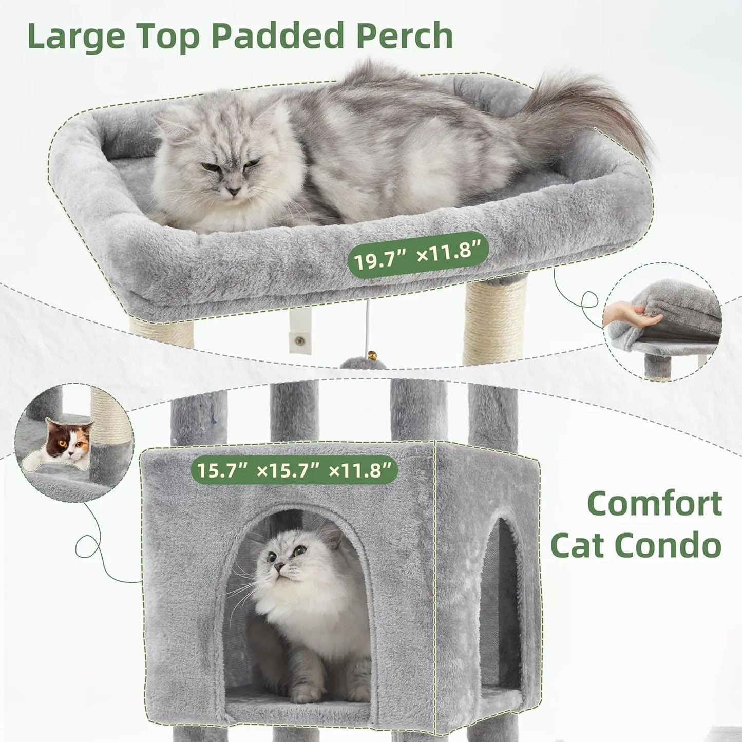 Heavy-Duty Three-Tier Cat Tree With Wooden Perch And Scratching Posts